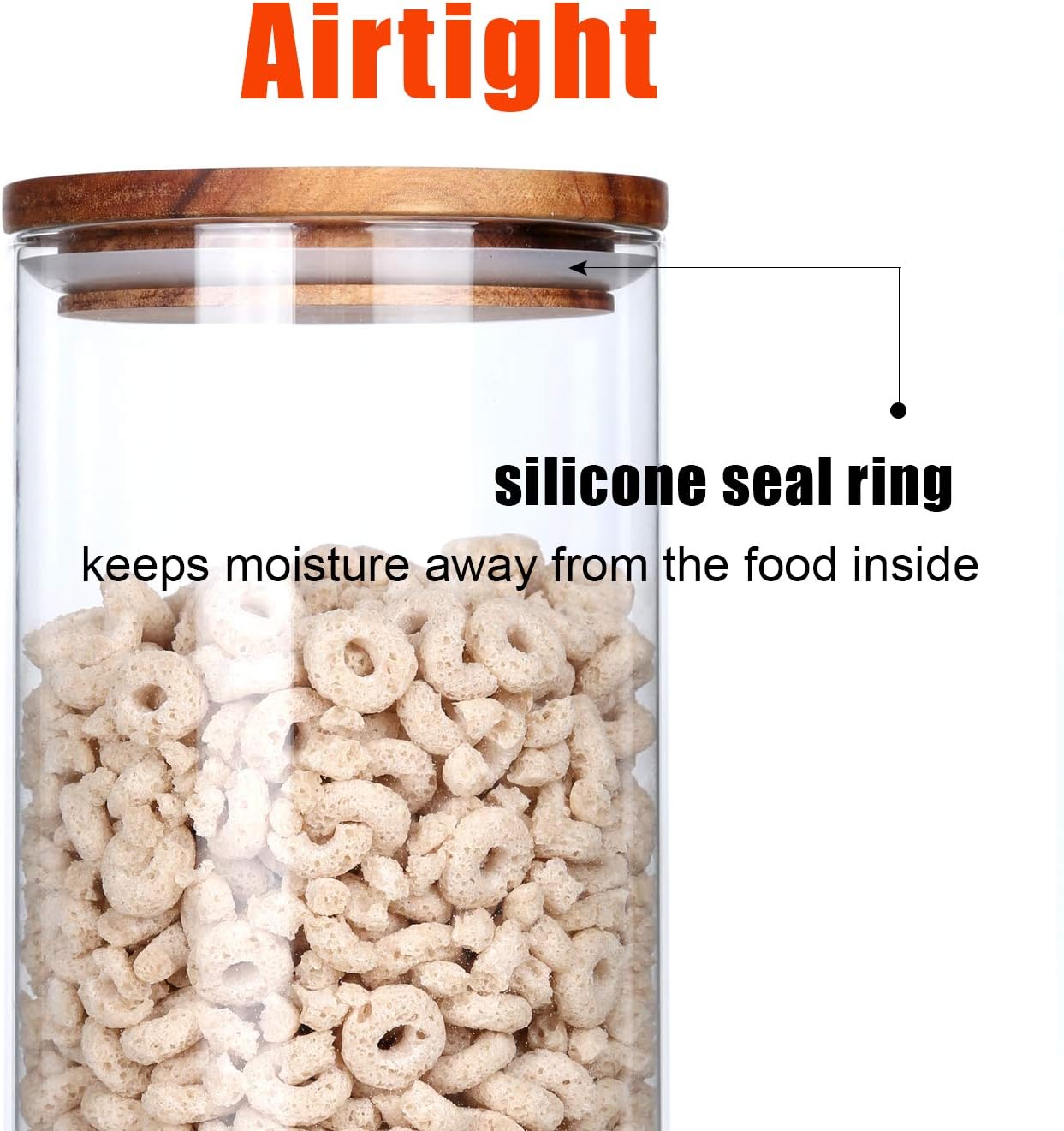 KKC HOME ACCENTS Clear Borosilicate Glass Storage Canister with Airtight Wood Lids,Air Tight Sealed Glass Jar for Loose Leaf Tea,Grinder Coffee,Coffee Beans,Matcha,39 Fluid Ounces