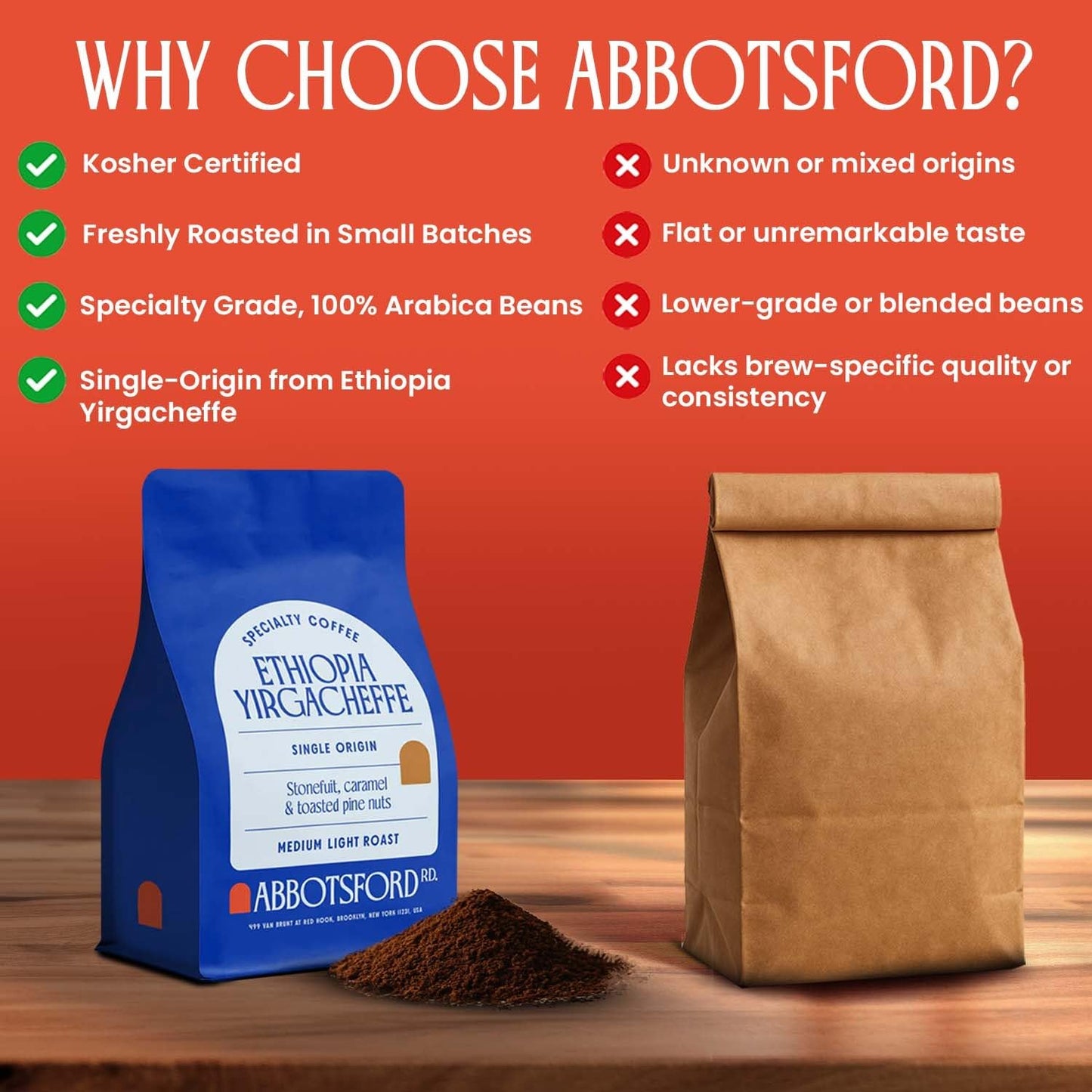 Ethiopia Yirgacheffe Ground Coffee, Medium-Light Roast Ground Coffee with Stone Fruit, Caramel & Toasted Pine Nuts, Specialty Coffee, Single Origin 12oz Bag, Perfect Flavored Ethiopian Coffee Gift