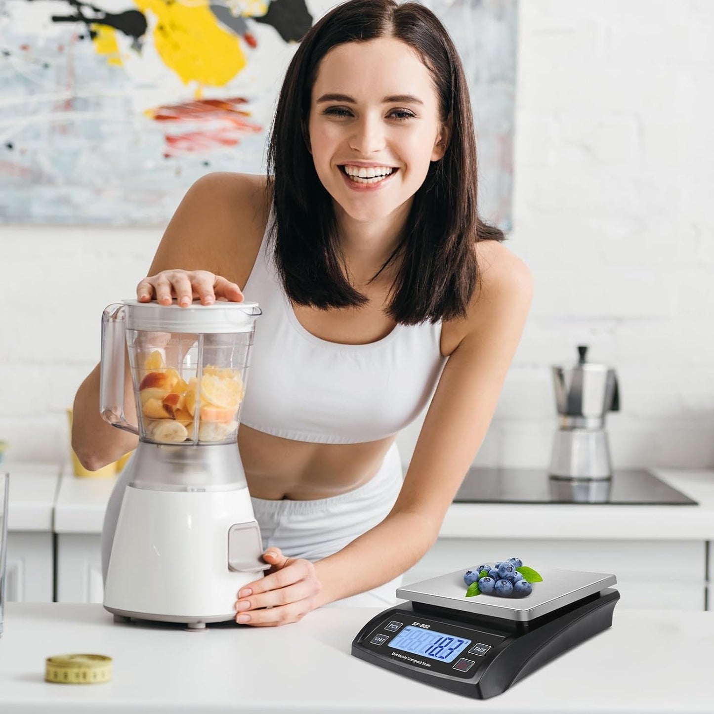 Digital Kitchen Scale 30kg/66lb Large Food Scale for Baking Cooking Stainless Bread Scale with LCD Display Counting Scales for Commercial (Color : Stainless Black)