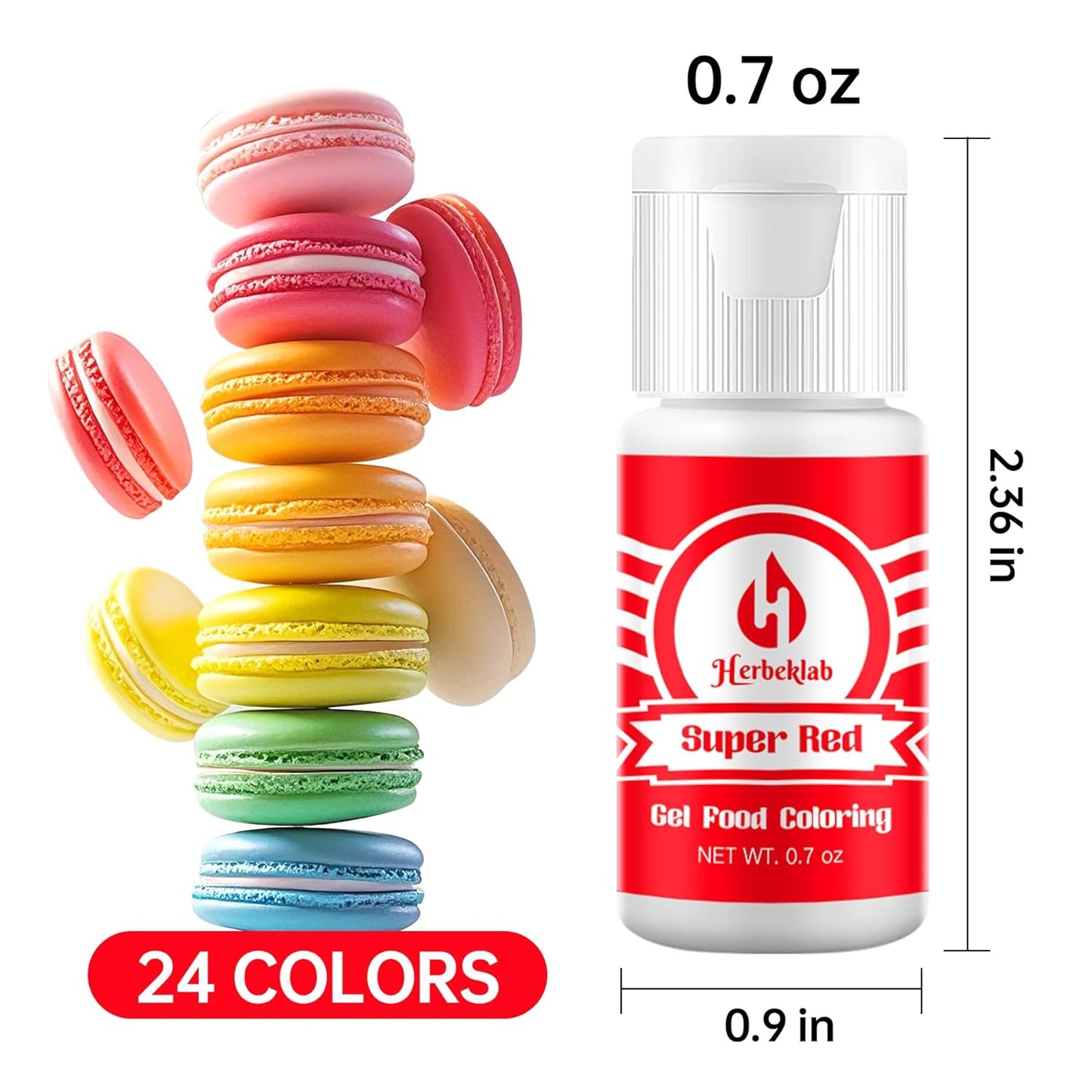 Gel Food Coloring - Herbeklab 24 Colors x 0.7 oz Concentrated Gel Based Food Dye Vibrant Icing Colors Neon Food Color for Baking Cake Decorating Cookies