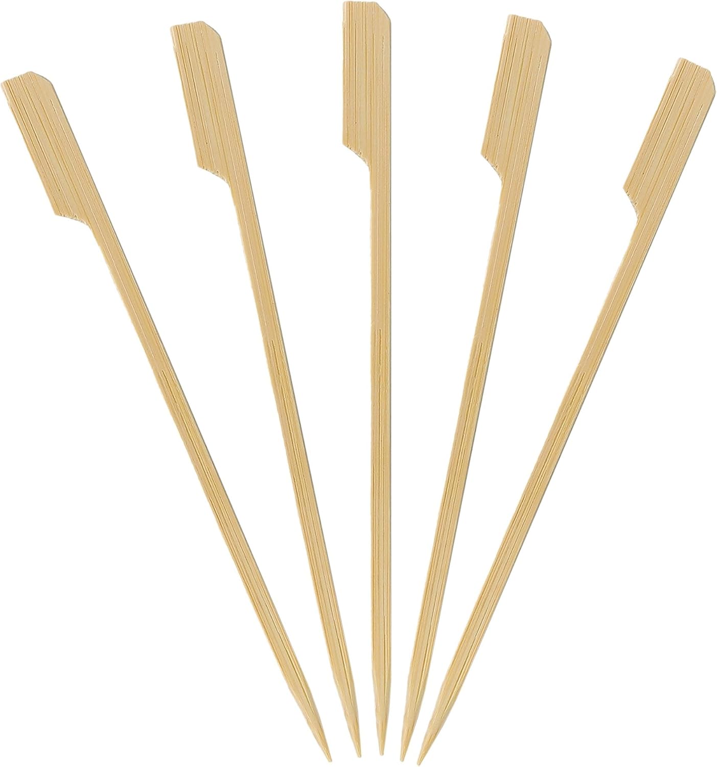 KingSeal Natural Green Bamboo Wood Paddle Picks, Skewers for Appetizers and Cocktails, 6.0 Inches - 5 Packs of 100 Each (500 Count)