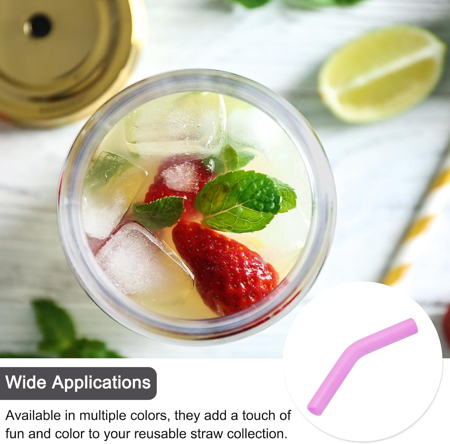 uxcell 12pcs Silicone Straw Tips, Silicone Straw Elbows Tip, Soft Reusable Metal Straw Covers Fit for 6mm/0.24" OD Stainless Steel Straws, Light Purple