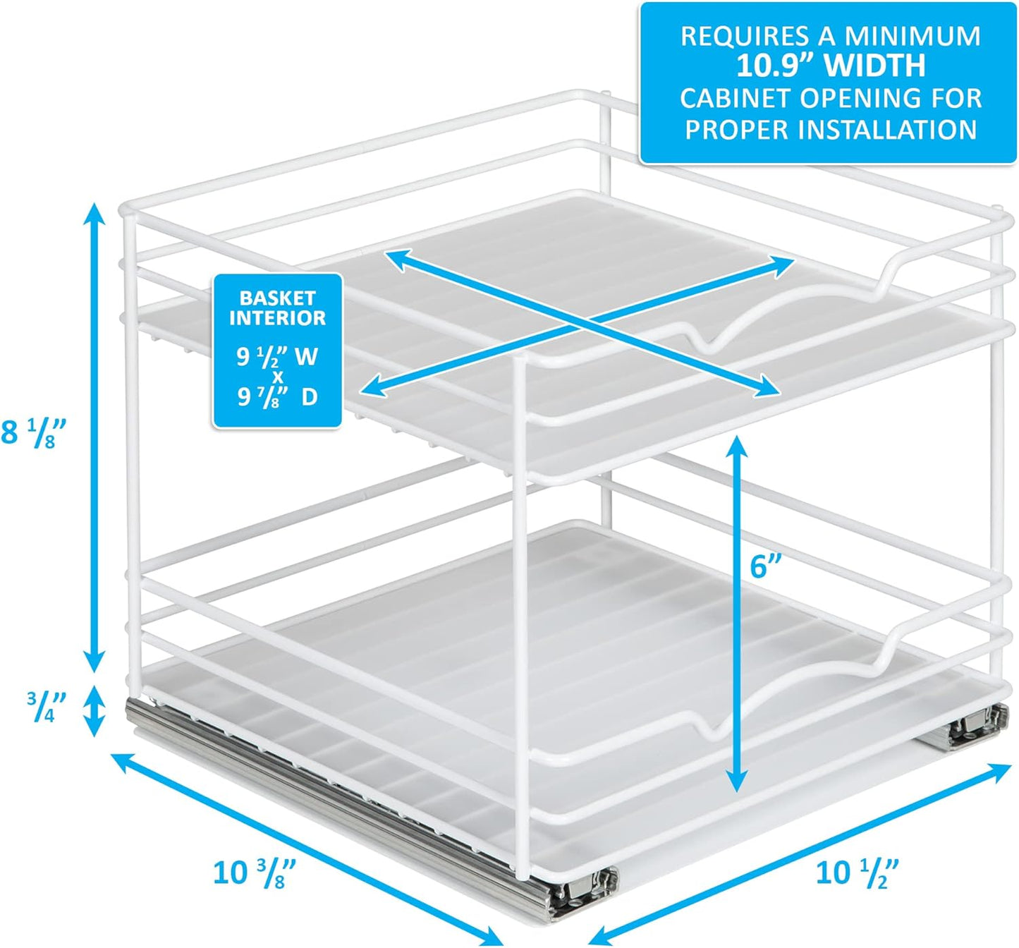 HOLDN’ STORAGE White Spice Rack Organizer for Cabinet, Heavy Duty, Pull Out Spice Rack, Lifetime Limited Warranty, Spice Organization 10.5" W x 10.4" D x 8.8" H - Spice Racks for Inside Cabinets.