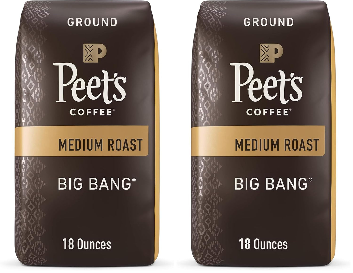 Peet's Coffee, Medium Roast Ground Coffee - Big Bang 36 Ounces (2 Bags of 18 Ounces)
