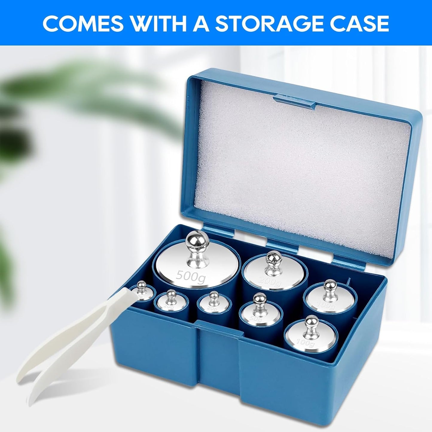 UCEC Calibration Weight Set 1000g for Digital Scale with Case and Tweezers, Gram Scale-M2 Class 10g 20g 20g 50g 100g 100g 200g 500g