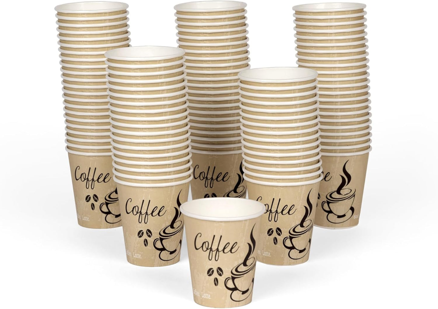 Smygoods Disposable Coffee Cups, To Go Paper Hot Cups, Classic Design (6 OZ, 100 Count) For Hot Beverages, Coffee, Tea, Espresso, Cocoa - Vasos Para Cafe