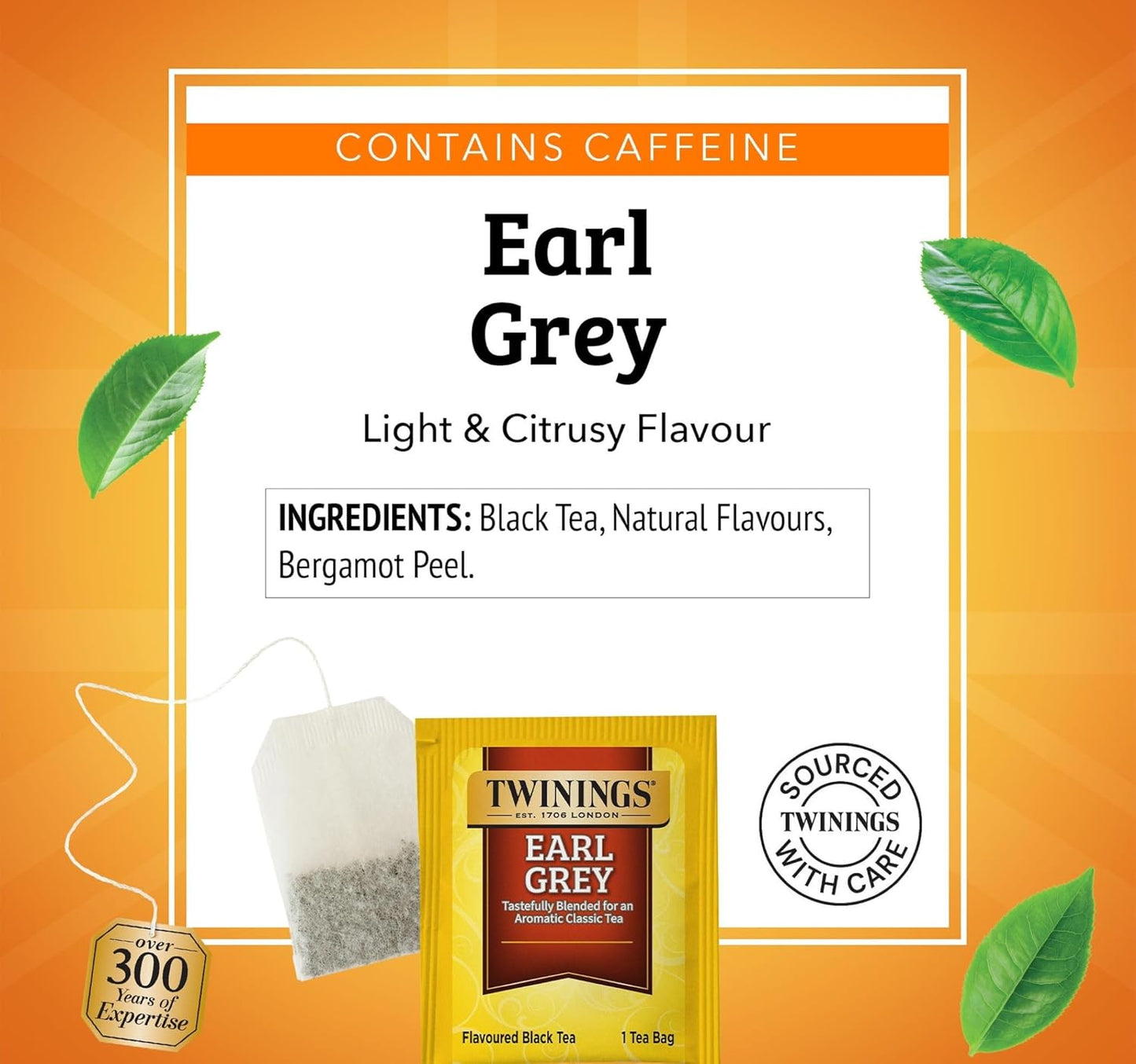 Twinings Earl Grey Black Tea Individually Wrapped Bags, 25 Count (Pack of 6), Flavoured with Citrus and Bergamot, Caffeinated, Enjoy Hot or Iced, 150 Teabags
