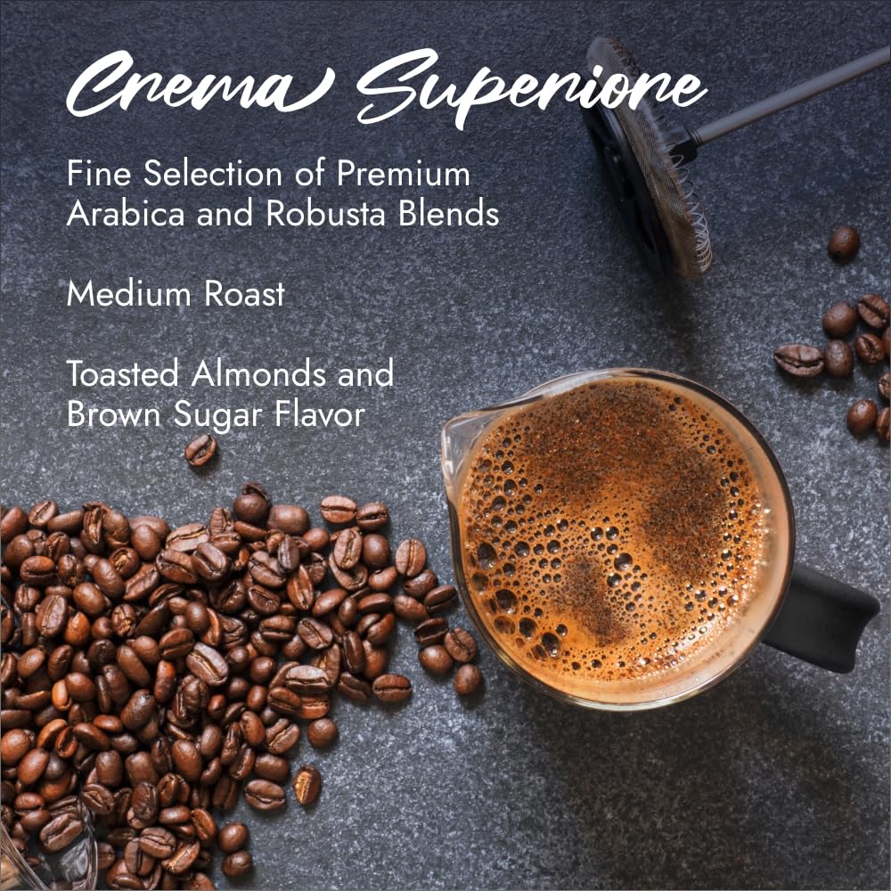 Caffè Borbone Whole Bean Coffee, Crema Superiore, Arabica and Robusta Blend - Roasted and Freshly Packaged in Italy - 2.2 Pound Bag (Pack of 6)