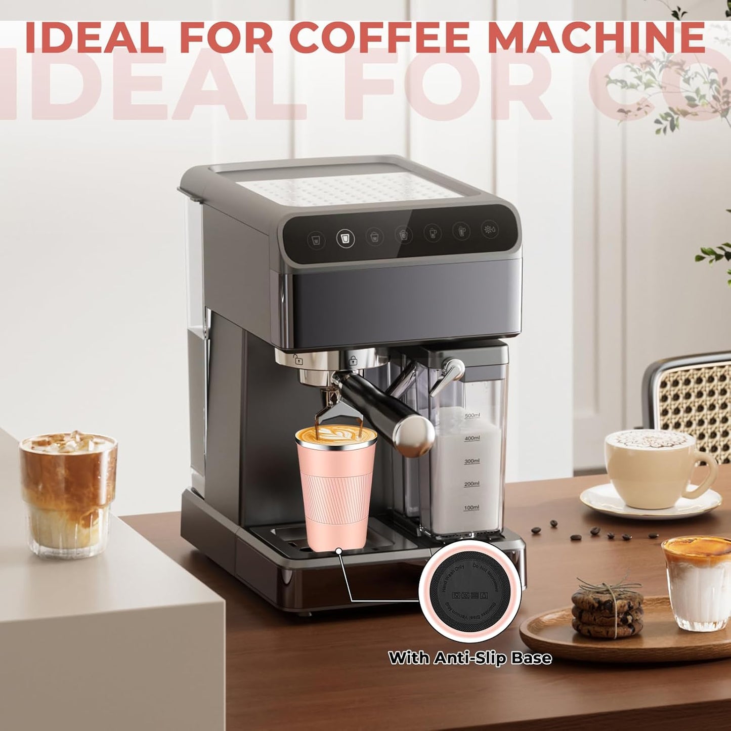 Insulated Coffee Tumbler 12 oz, Stainless Steel Coffee Mug with Lids, Travel Coffee Mug Leak Proof, Double Wall Vacuum Insulated Reusable Coffee Cup, Keep Drinks Hot and Cold (Peach Pink, 12 Ounces)