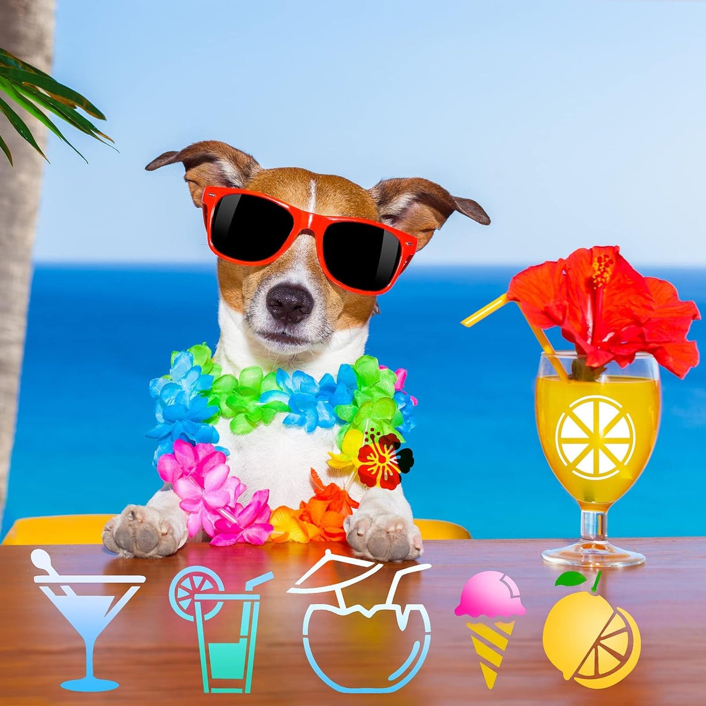 100 Pcs Stencils for Painting on Wood Reusable Stencil Crafts Drawing Templates Holiday Wall Paper for DIY Scrapbook Home 2 x 2 Inch(Hawaiian Style)