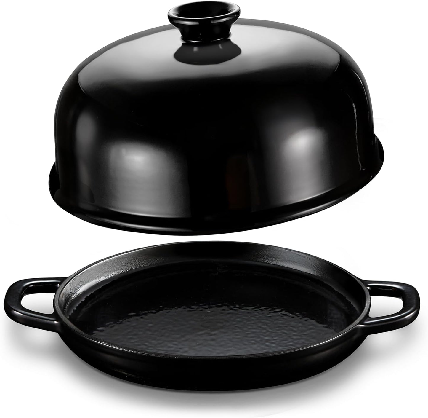Kook Bread Oven, Sourdough Pan with Lid and Handles, Enameled Cast Iron Pan and Ceramic Lid, For Baking, Cooking, Roasting, Black