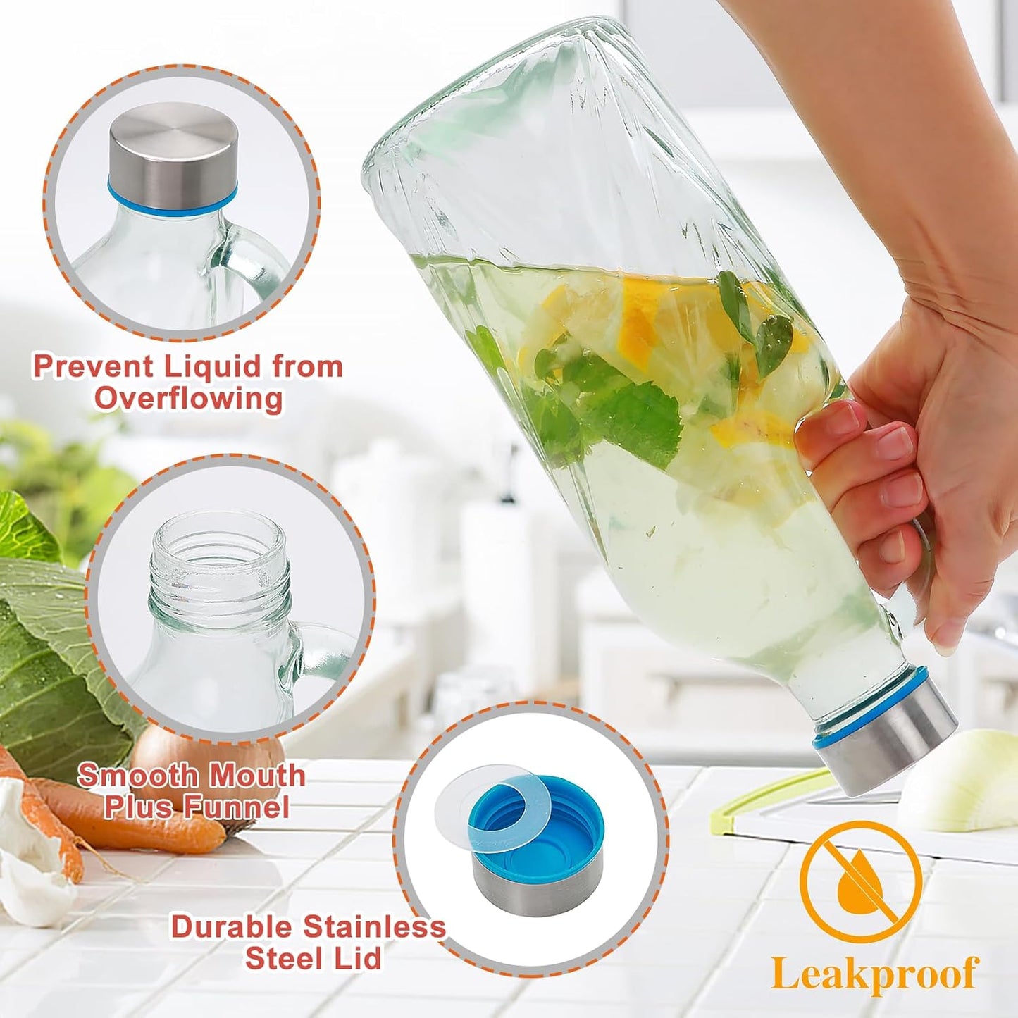 1 Pack 36oz Clear Glass Pitcher with Lid and Handle,Coffee Carafe Beverage Serveware,Water Jug for Making Tea and Juice