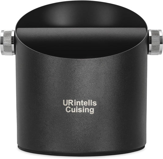 6.3 Inch Stainless Steel Knock Box Espresso Large Capacity with Non-Slip Base Espresso Knock Box Black Coffee Knock Box with Removable Knock Bar Espresso Machine Accessories