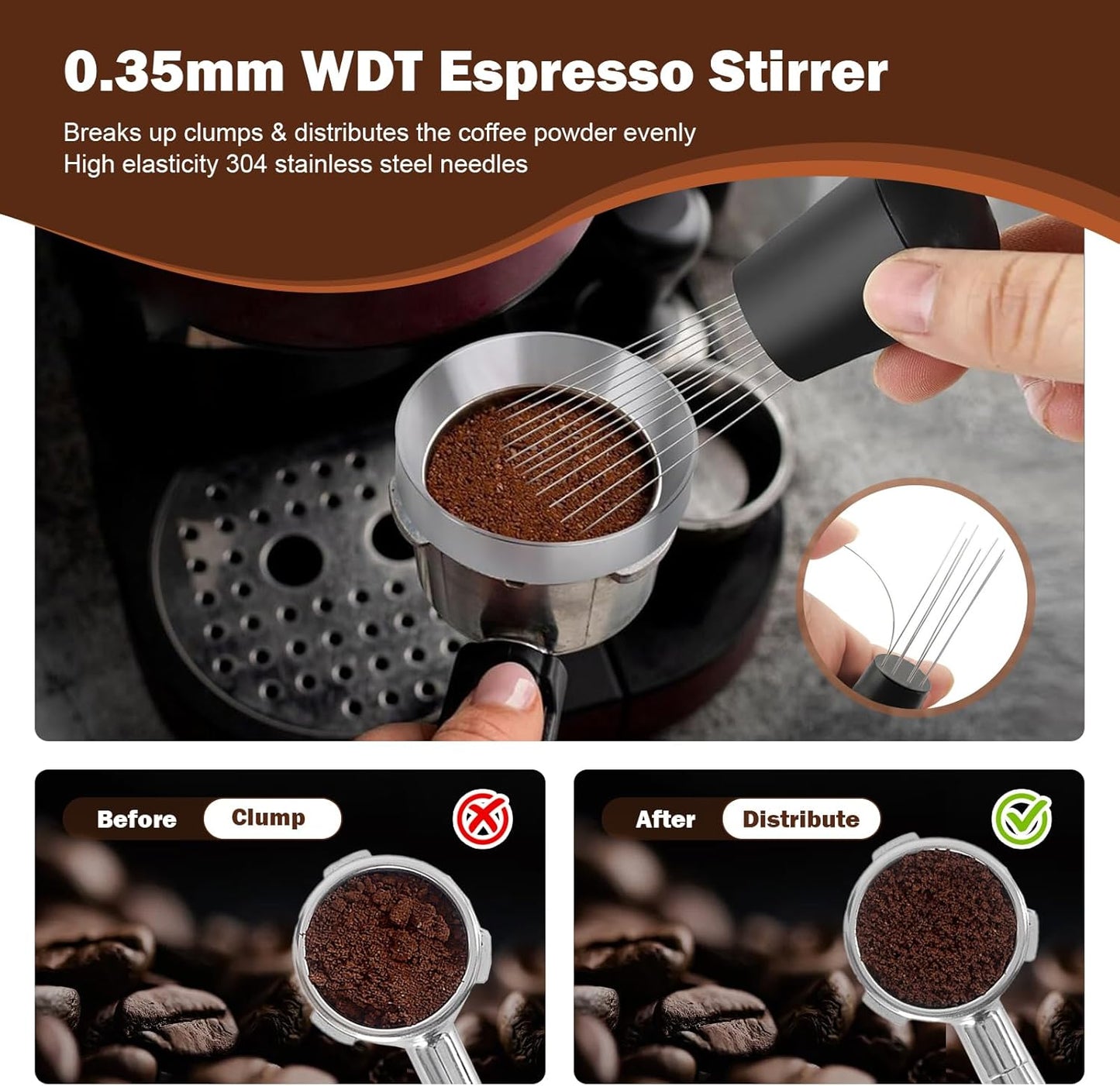 51mm Espresso Accessories Kit, Espresso Tamper with 100 Coffee Filter Papers, WDT Tool, Dosing Ring, Brush, Silicone Mat & Cleaning Cloth – Barista Tools for 51mm Portafilters & Espresso Machines