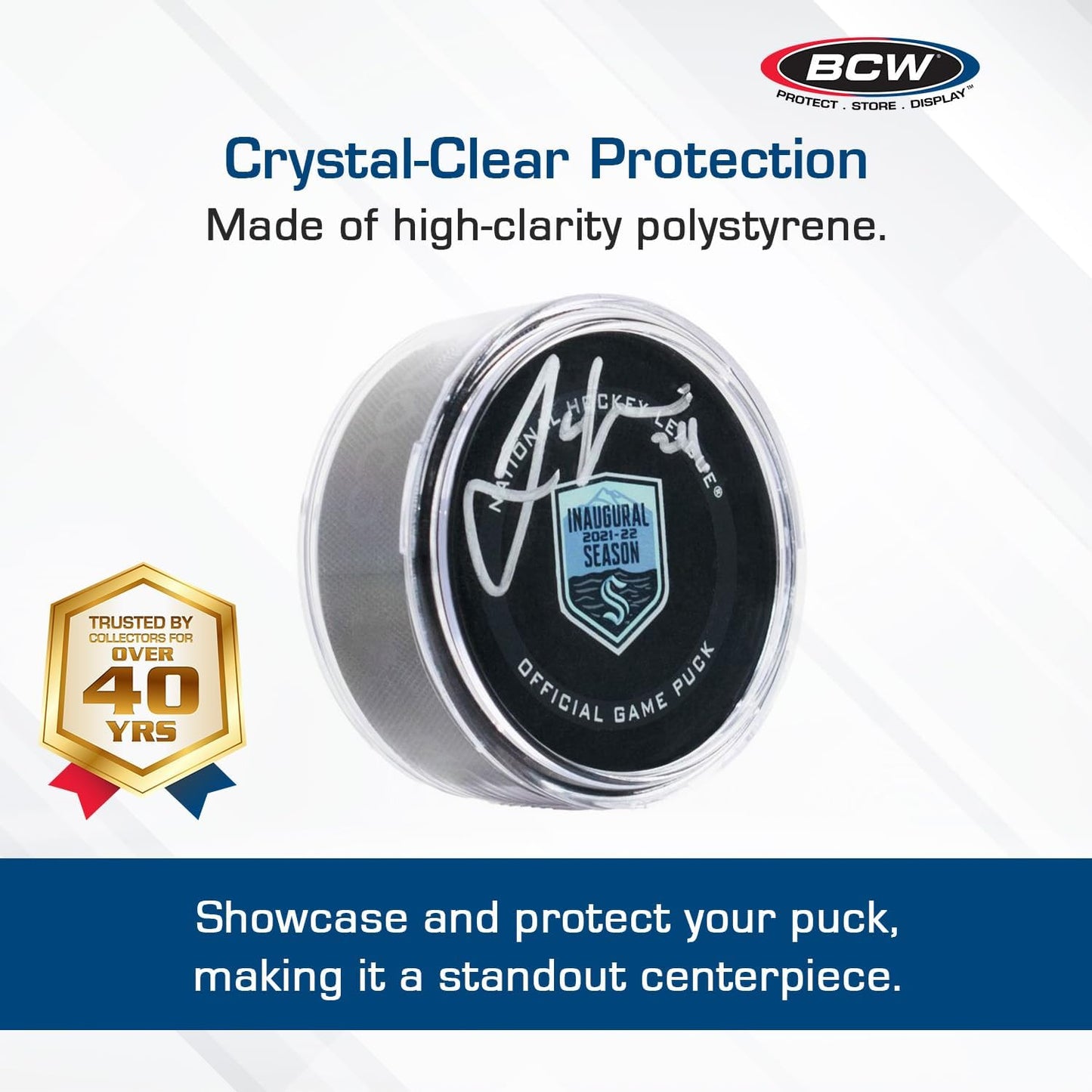 BCW Hockey Puck Tube Display Case - 1 ct - Crystal Clear, Stackable & Snug Fit