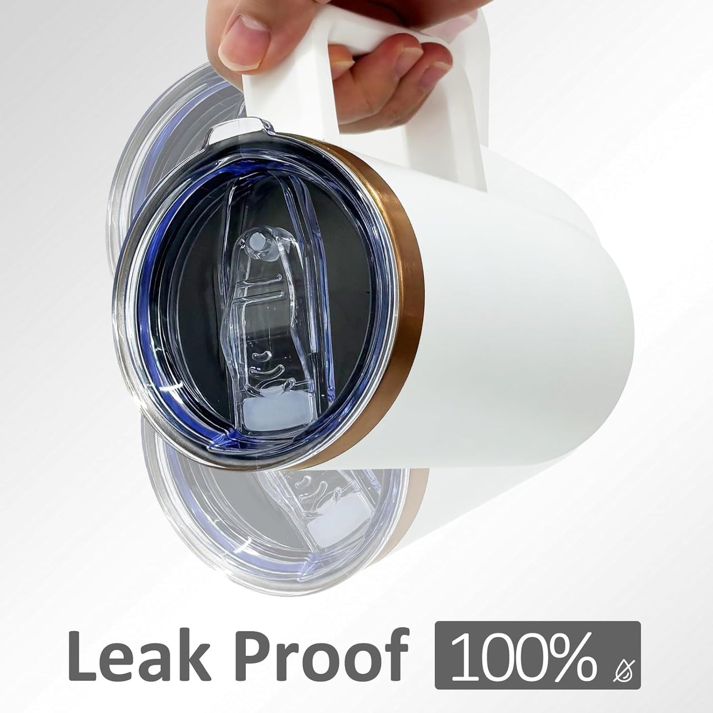 20 oz Insulated Coffee Mug with Lid, 8 Pack Stainless Steel Coffee Tumbler Bulk, Double Wall Vacuum Travel Mug with Handle, Leakproof Powder Coated Coffee Cups for Hot and Cold Drinks (White,8 pack)