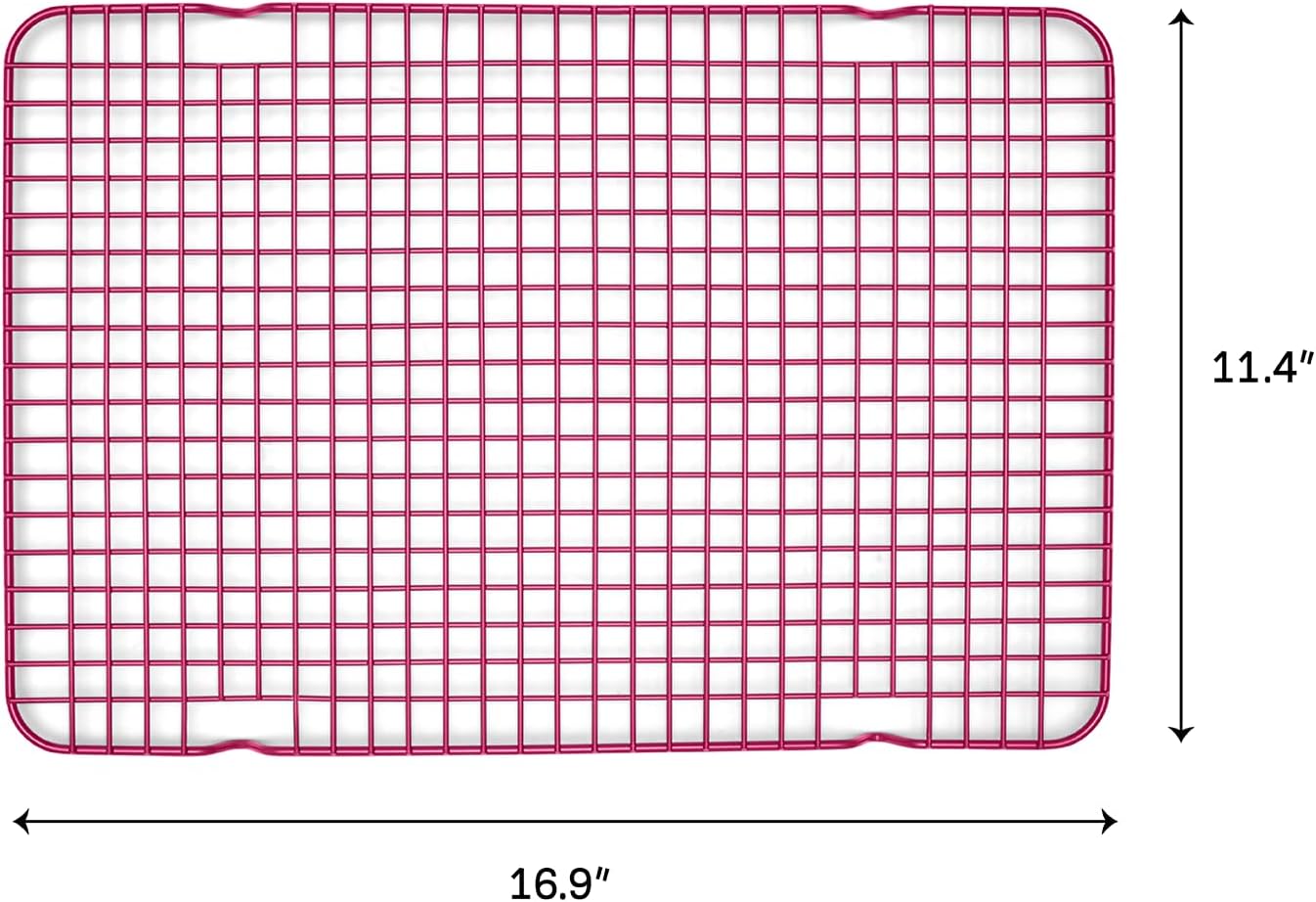 Great Jones Big Chill Wire Cooling Rack (Raspberry) – 16.25" × 11.25" Heavy-Weight Aluminized Steel,Nonstick Baking Rack – Oven Safe 450 °F, Bacon & Cookie Cooling Rack – Fits Half Sheet Pans