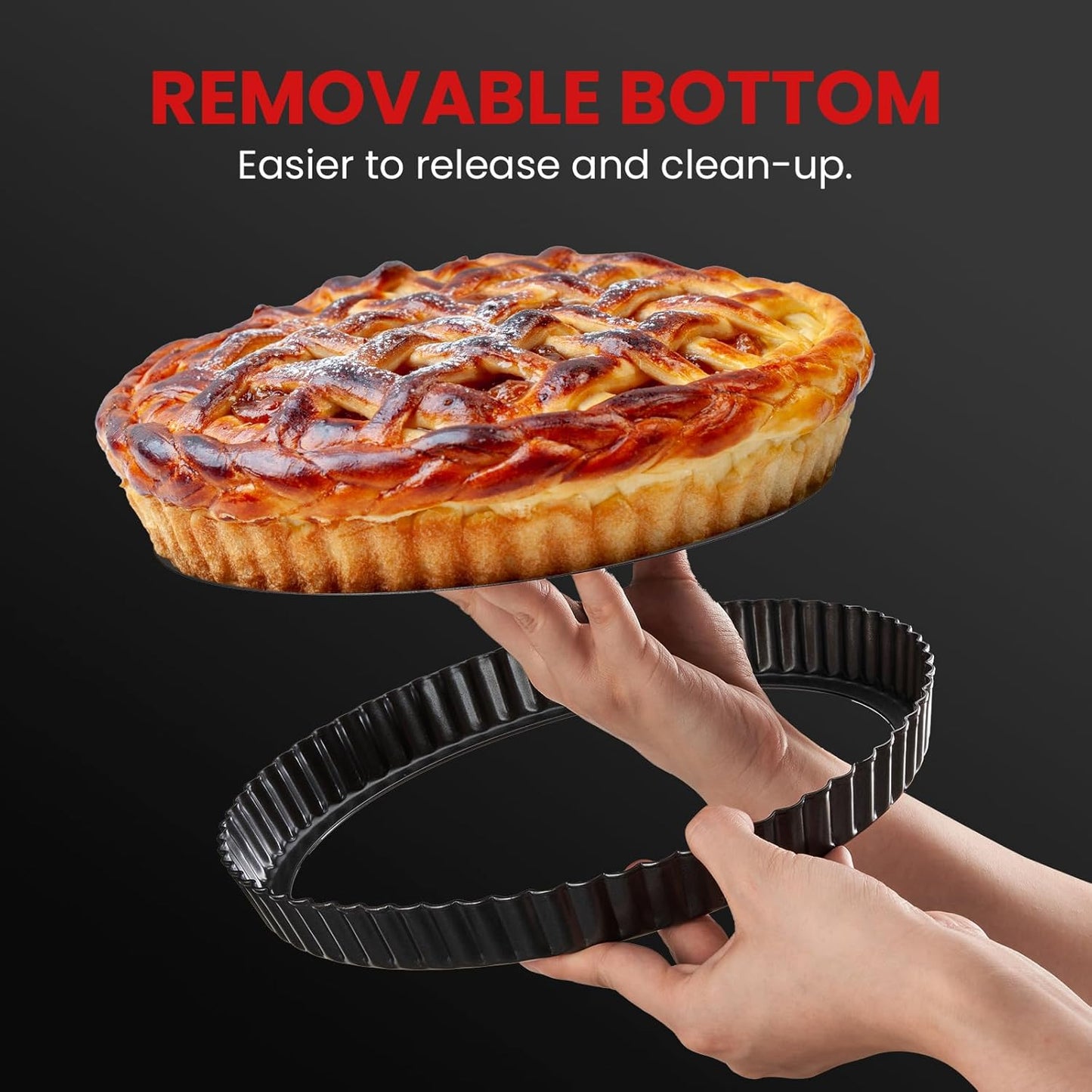 Tart Pan with Removable Bottom,10 Inch Tart and Quiche Pan,Non-stick Round Carbon Steel Deep Fluted Pie Pan with Crust Shaper Ring - Quiche Baking Dish Tart Pans For Baking Party Festival