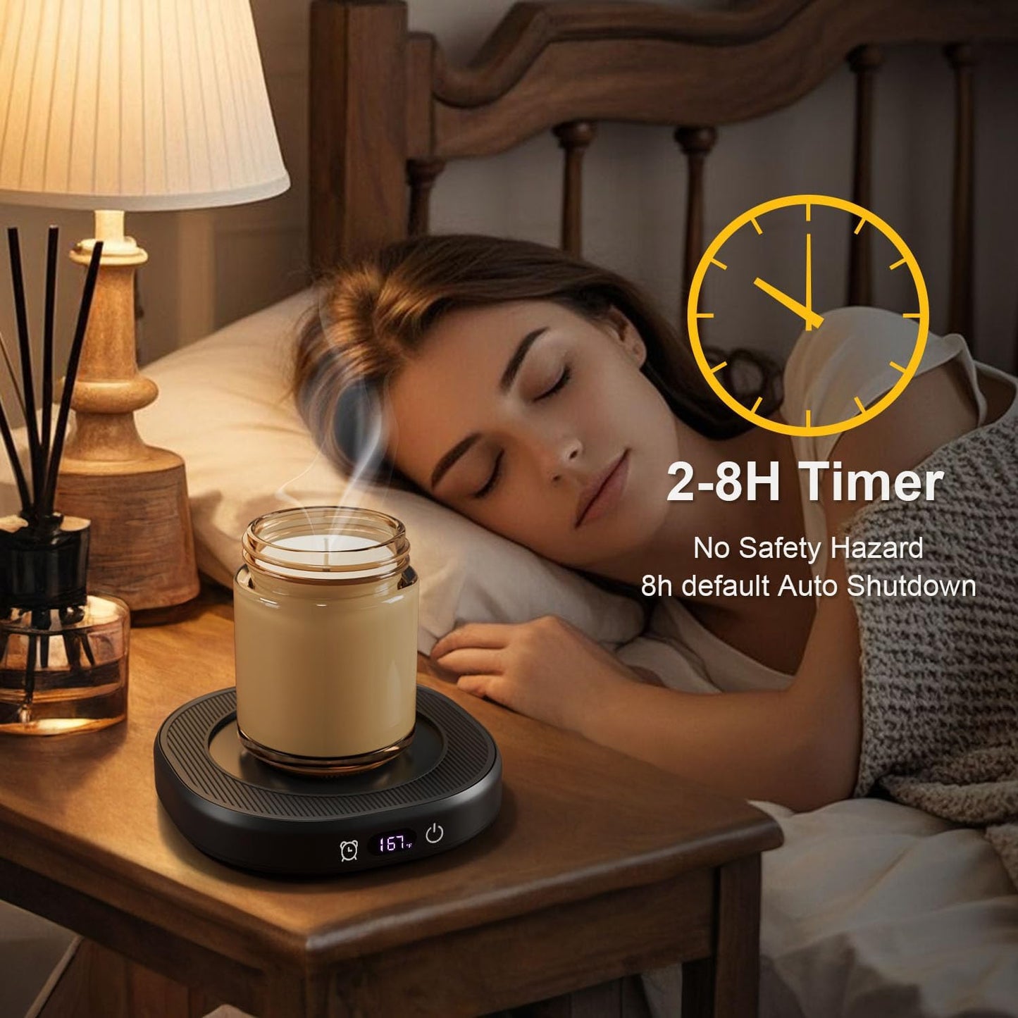 Coffee Mug Warmer & Mug Set for Desk Auto Shut Off, Smart Coffee Warmer & 14oz Cup, Fast Heating Electric Coffee Cup Warmer 4 Temperature Control Setting 8H Timer Candle Tea Beverage Warmer for Coffee