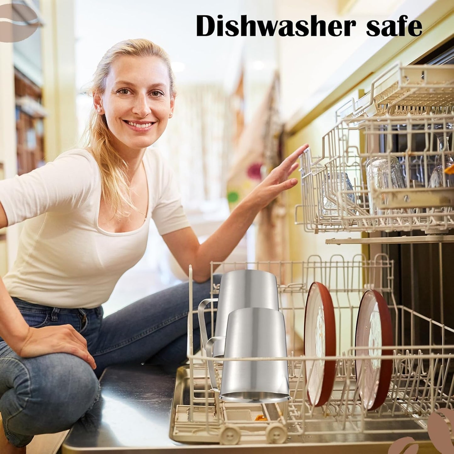 Flutesan 3 Pcs Stainless Steel Measuring Cups Measuring Pitcher with Handle with Markings for Latte Art, Water Pouring 6 Cup (50 oz)