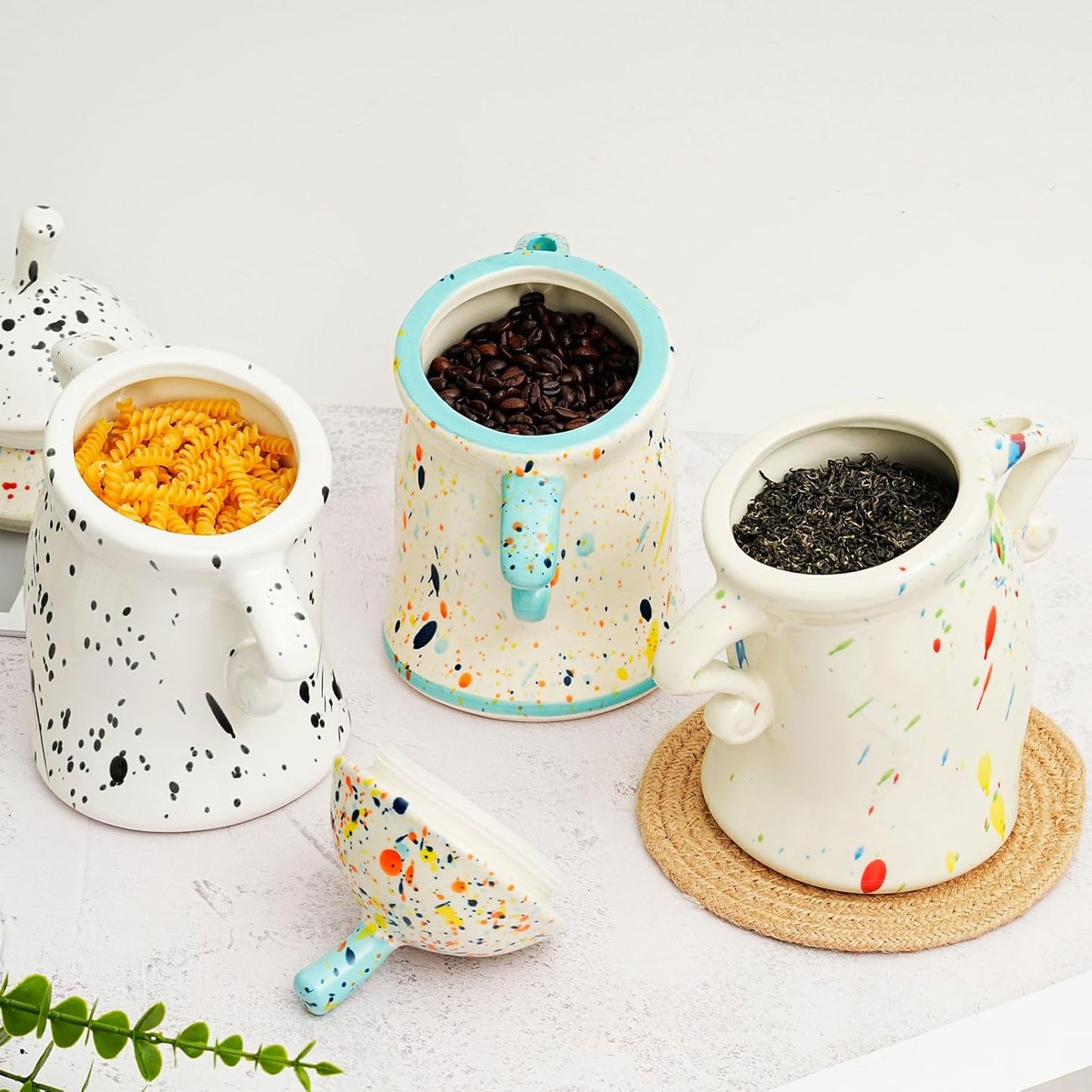 Canister With Attitude - Attitude Jar, Ceramic Airtight Food Storage Container with Spoon for Tea, Coffee, Sugar, Flour, Cute Kitchen Decor (Red)