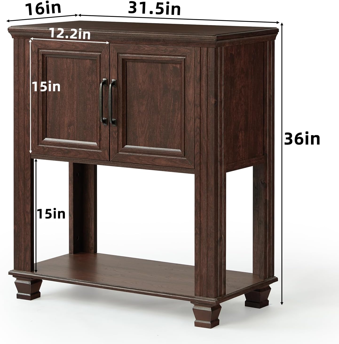 Farmhouse Kitchen Cabinet with 2-Door, Small Sideboard Buffet Cabinet with Open Shelf, Coffee Bar Station with Storage for Kitchen, Dining Room, Walnut