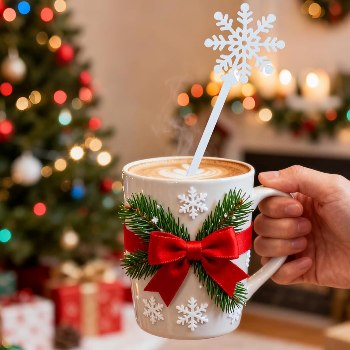 30pcs Snowflake Drink Stirrers Christmas Plastic Swizzle Sticks Beverage Winter Stir Sticks Reusable Coffee Cocktail Stirrers Bar Supplies for Cocktail Xmas Party Decor Winter Holiday Cocoa Bar