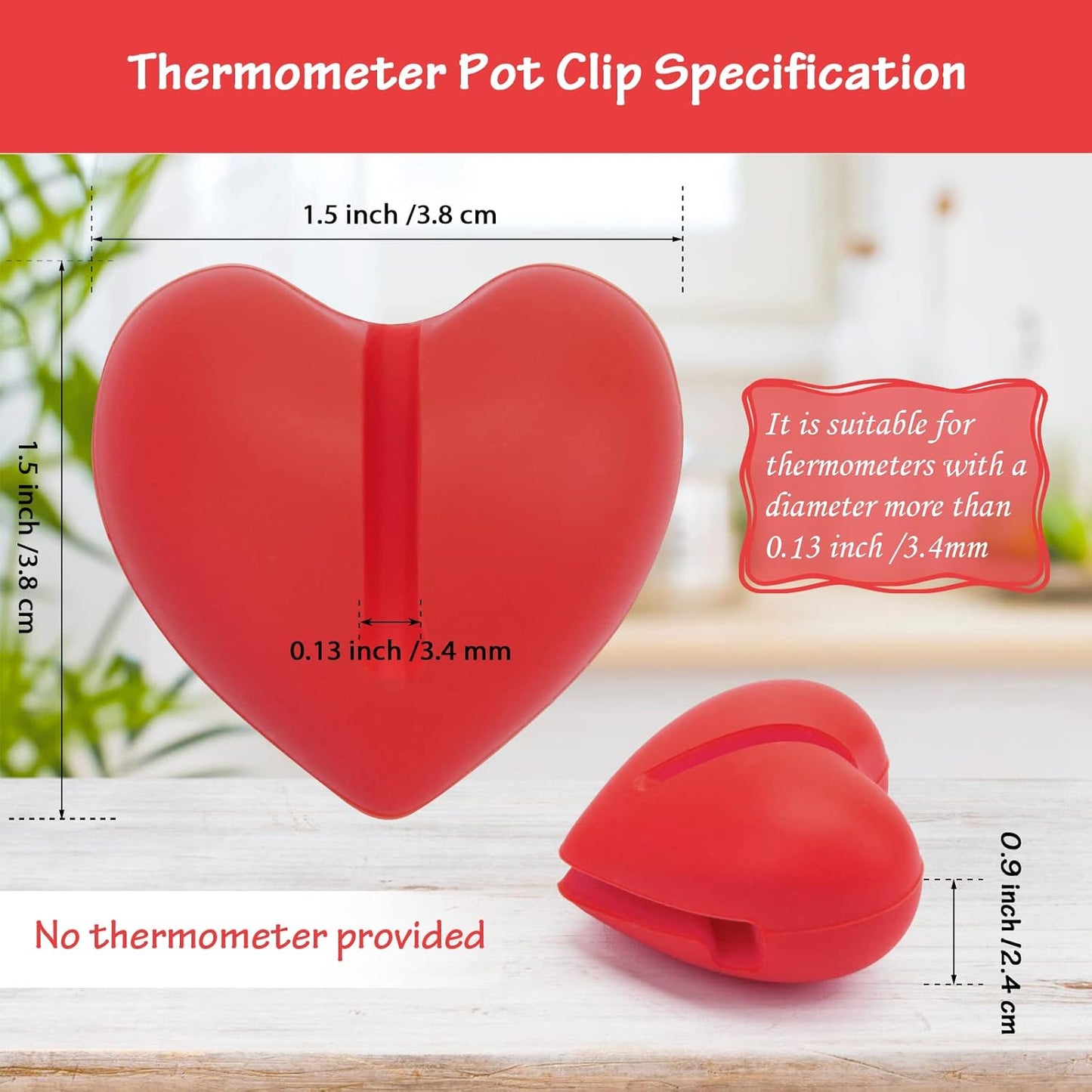 2Pcs Thermometer Pot Clip Holder, Windspeed Red Candy Thermometer Pot Clip Holder for Digital Thermometer Holder for Candle Soap Jam Candy Milk Chocolate Cooking(No Thermometer Include)