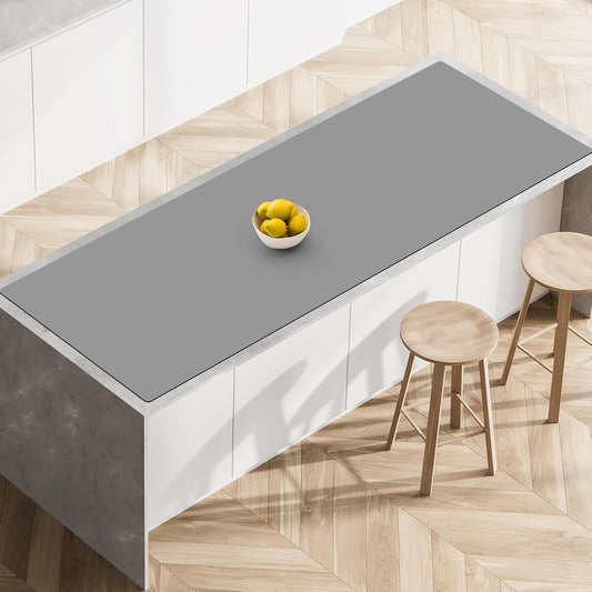 Silicone Mats for Kitchen Counter, 78.7''x 23.6''(200cmx60cm) Largest Heat Resistant Counter Mat Kitchen Island Waterproof Thicken Non-slip Countertop Protector Mat, Light Gray
