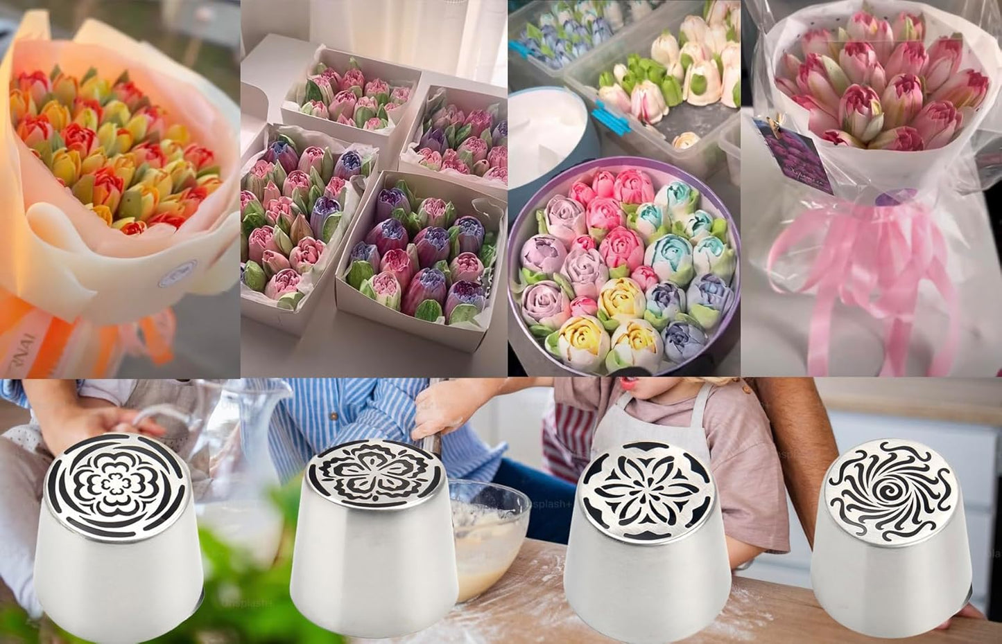 Extra Large Russian Piping Tips Cake Decorating Kit for Buttercream Roses 3D Floral Designs Baker Tools for Wedding Birthday Cakes Cupcakes Cookies