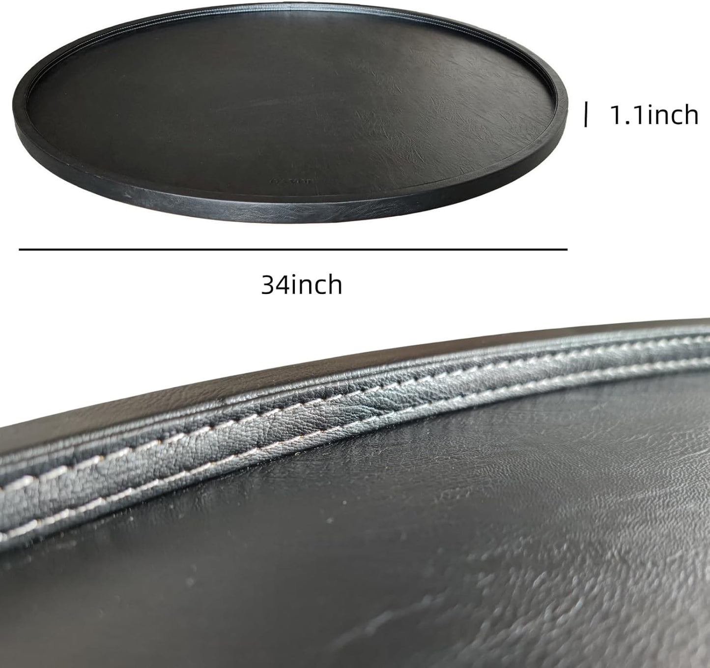 34 * 34 High-End Light Luxury Leather Round Oversized Tray - Ottoman Coffee Food Serving for Family Dinner, Outdoor Picnic & Party Essentials | Versatile Home Decor Tray (34 inch Black)