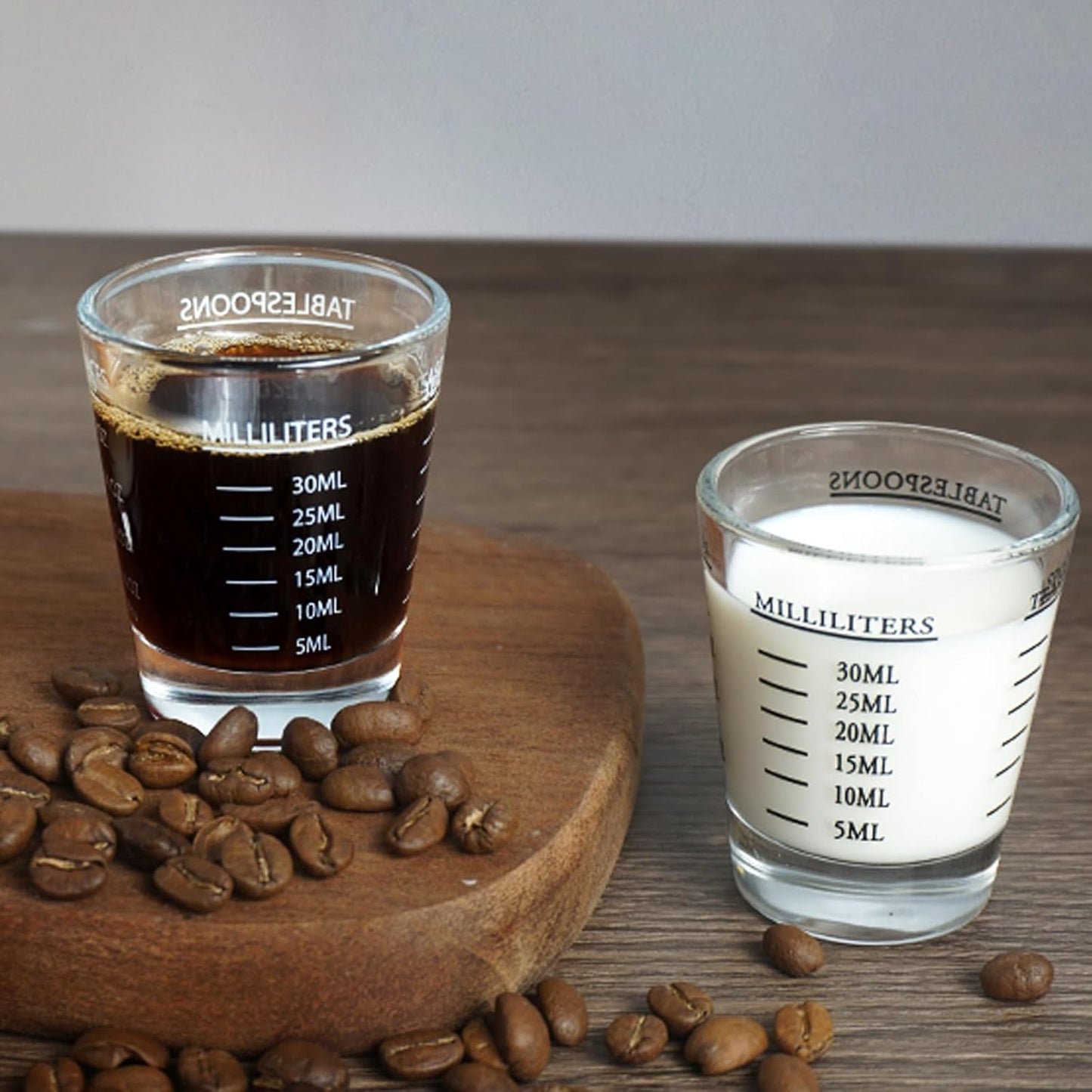 Shot Glasses Measuring cup Liquid Heavy Glass Wine Glass Espresso Shot Glass 26-Incremental Measurement 1 OZ 4 Features 45ML (2 pack-white 30ml)