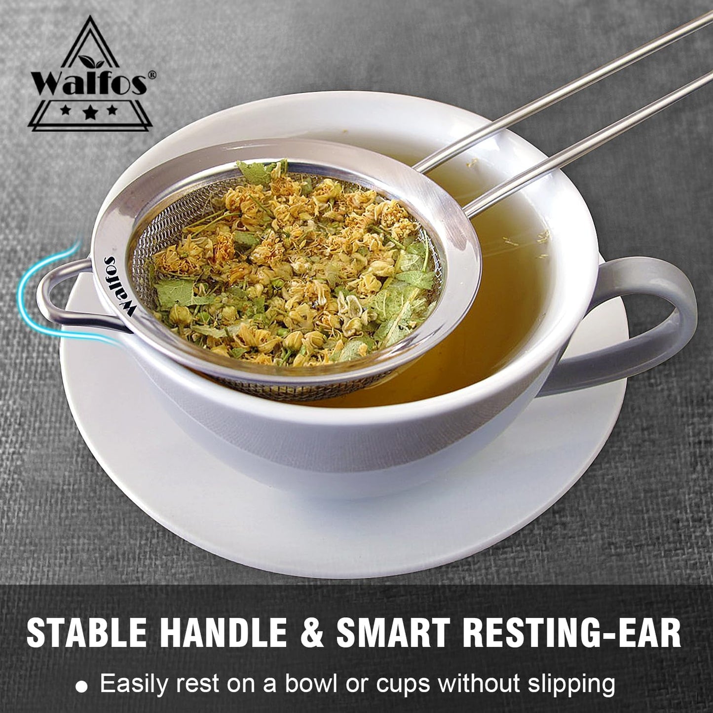 Walfos Small Fine Mesh Strainer for Cocktail & Tea, Mini Stainless Steel Sieve with Handle, 3.15 Inch Metal Strainers for Juicing, Coffee, Drinks, Tea Herbs