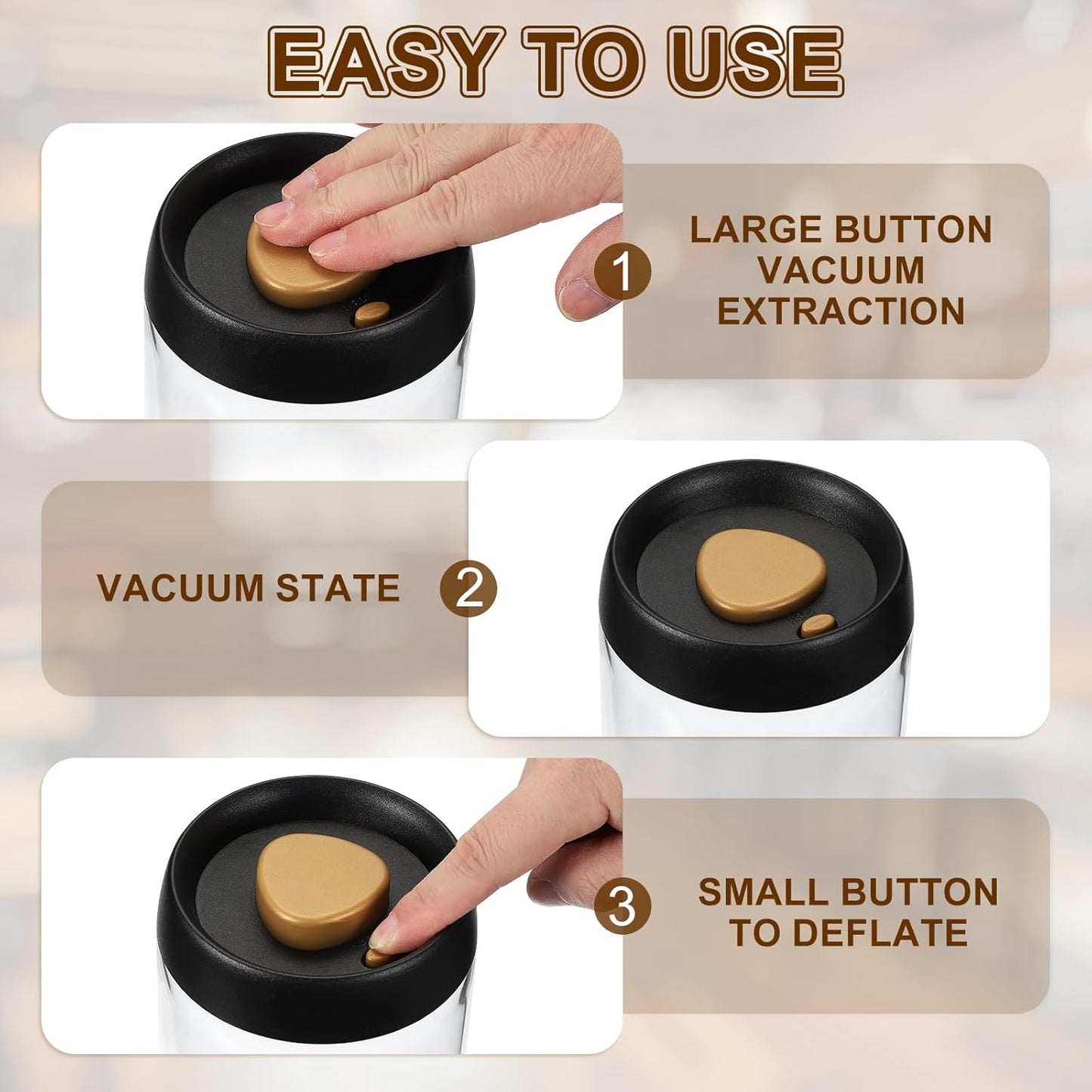 uxcell 2pcs Coffee Vacuum Container, 500ml/17oz Glass Coffee Bean Storage Container with Lids for Spices Biscuits Loose Leaf Tea, White