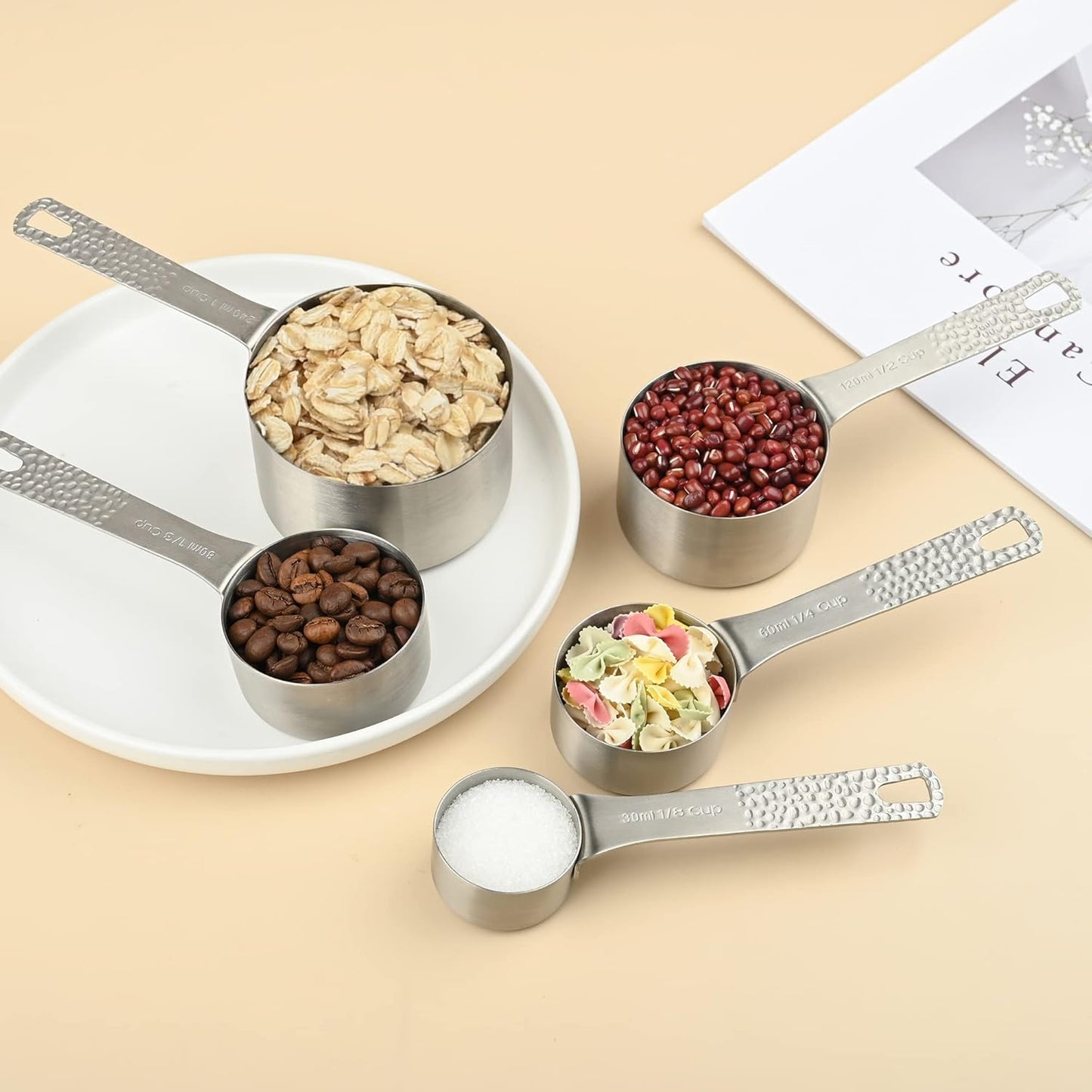 Measuring Cups, Measuring Cups and Spoons Set, Stainless Steel 6 Measuring Spoons Set and 5 Measuring Cup for Kitchen & Baking, Metric & US Mini Metal Teaspoon Measuring Tools Equivalents