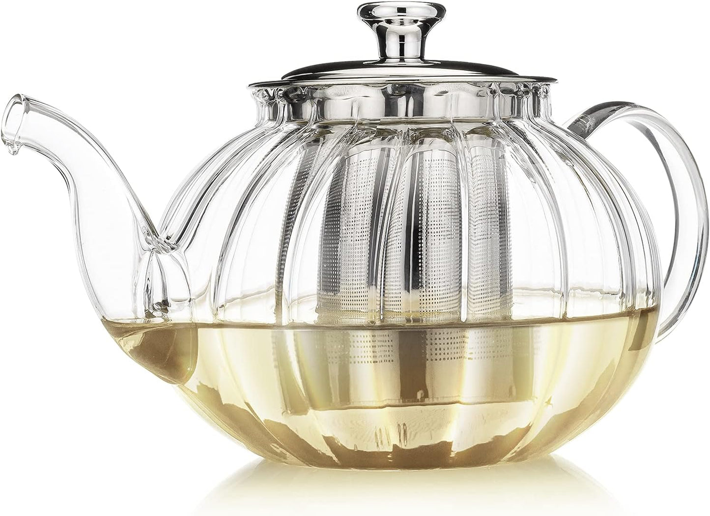 Teabloom Vienna Glass Teapot – Stain-Free Heatproof Glass – Stovetop Safe – Removable Stainless Steel Infuser – Perfect for Loose Leaf Tea – 37 oz. / 1100 ml (3-4 Cups)