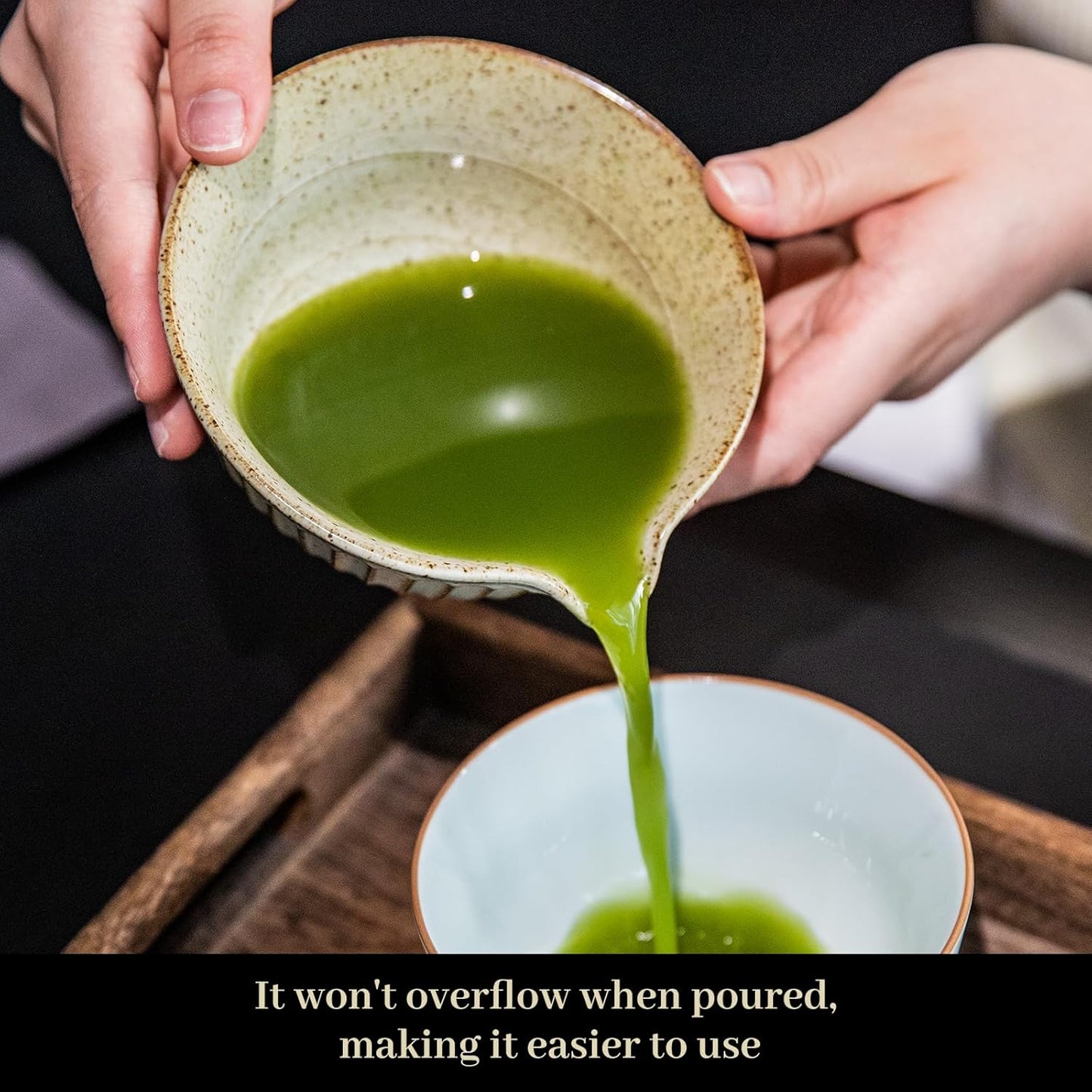 Matcha Set - Match Bowl with Spout and Whisk, 11 OZ, Scoop, Whisk and Holder, Sifter - 5pc Perfect Matcha Kit for Tea Ceremony (Mottled vintage)