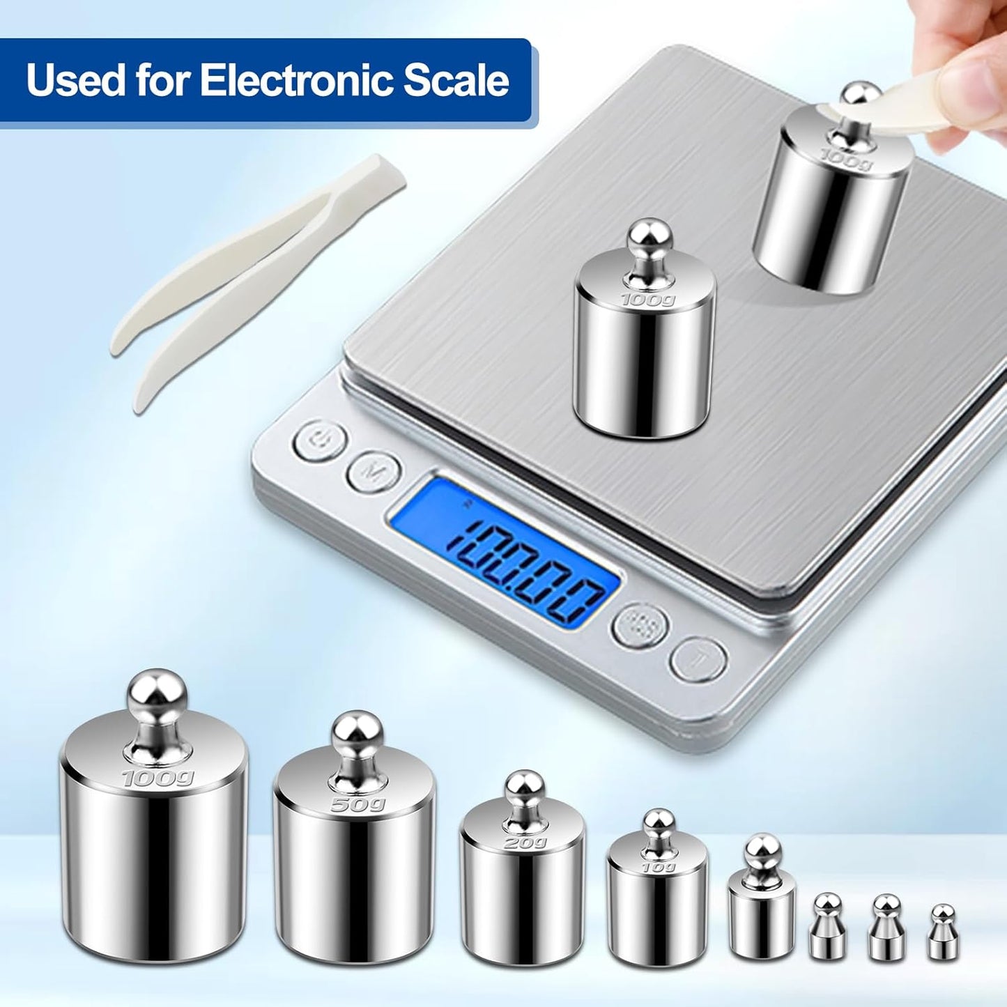 UCEC Calibration Weights for Digital Scale, Scale Weights Calibration Weights Kit, 1g 2g 5g 10g 20g Gram Weight Set with Storage Box and Tweezer