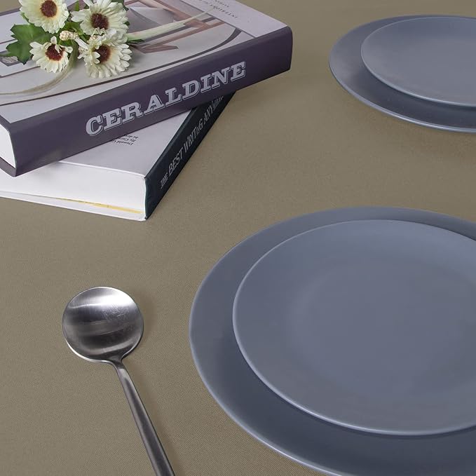 sancua Rectangle Tablecloth - 54 x 108 Inch - Stain and Wrinkle Resistant Washable Polyester Table Cloth, Decorative Fabric Table Cover for Dining Tables, Buffet Parties and Camping, Taupe