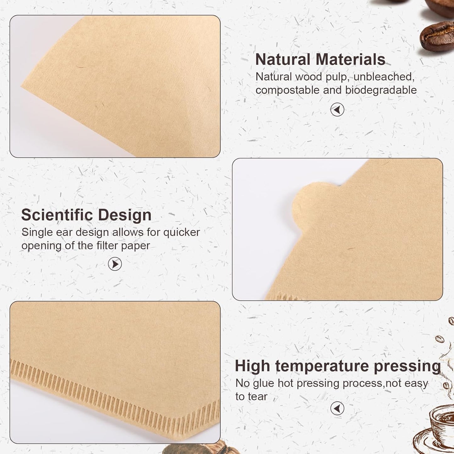 100 Count Coffee Filter #2, 2 Cone Coffee Filters Unbleached Natural 2 Cone Filters Paper Compatible with Drip and Pour Over Coffee Maker