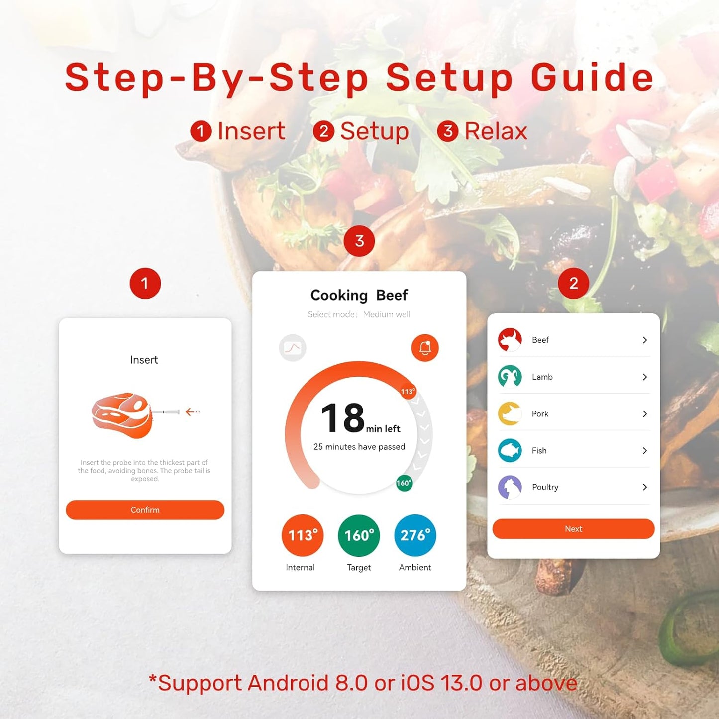 S Pro Bluetooth Wireless Meat Thermometer, 1080°F Heat, 6 Sensors, Enhanced Signal Base, EasySmart App, IP69 Waterproof, Ultra-Thin Probe, Digital Cooking Thermometer, Oven/Grill/BBQ/Air Fryer/Kitchen