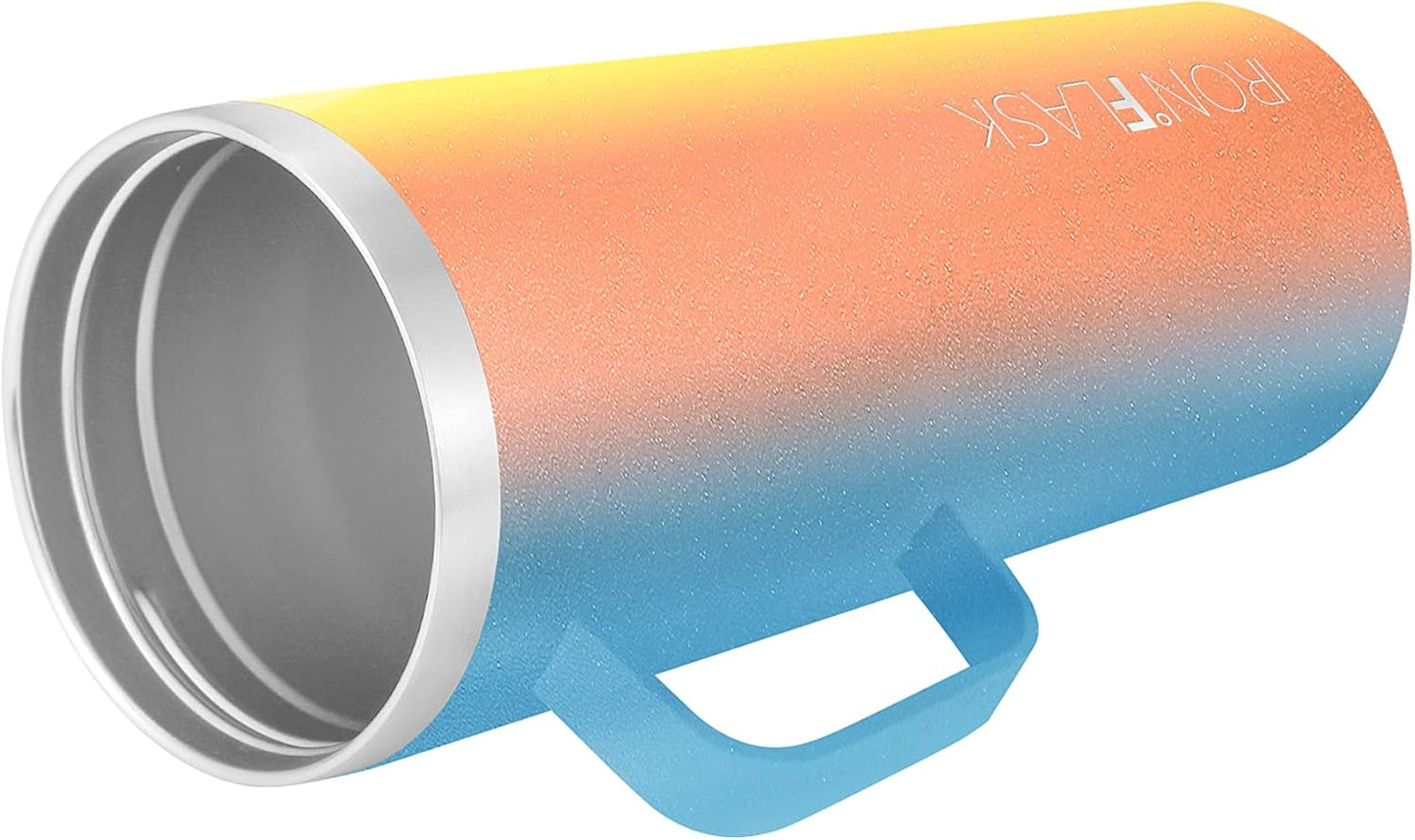 IRON °FLASK Grip Coffee Mug - Leak Proof, Vacuum Insulated Stainless Steel Bottle, Double Walled, Thermo Travel, Hot Cold, Water Metal Canteen - Rainbow, 24 Oz - Classic Bottom