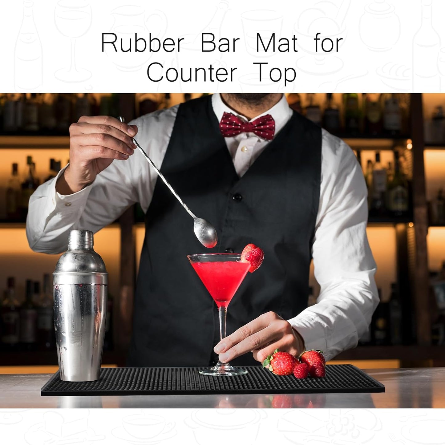 Tioncy 10 Pcs Bar Mat for Countertop 18 x 12 Inch Non Slip Rubber Mat Service Spill Cocktail Bartending Coffee Bar Mats for Hot Dishes Restaurants Barbershop Clippers Hot Pads, Black