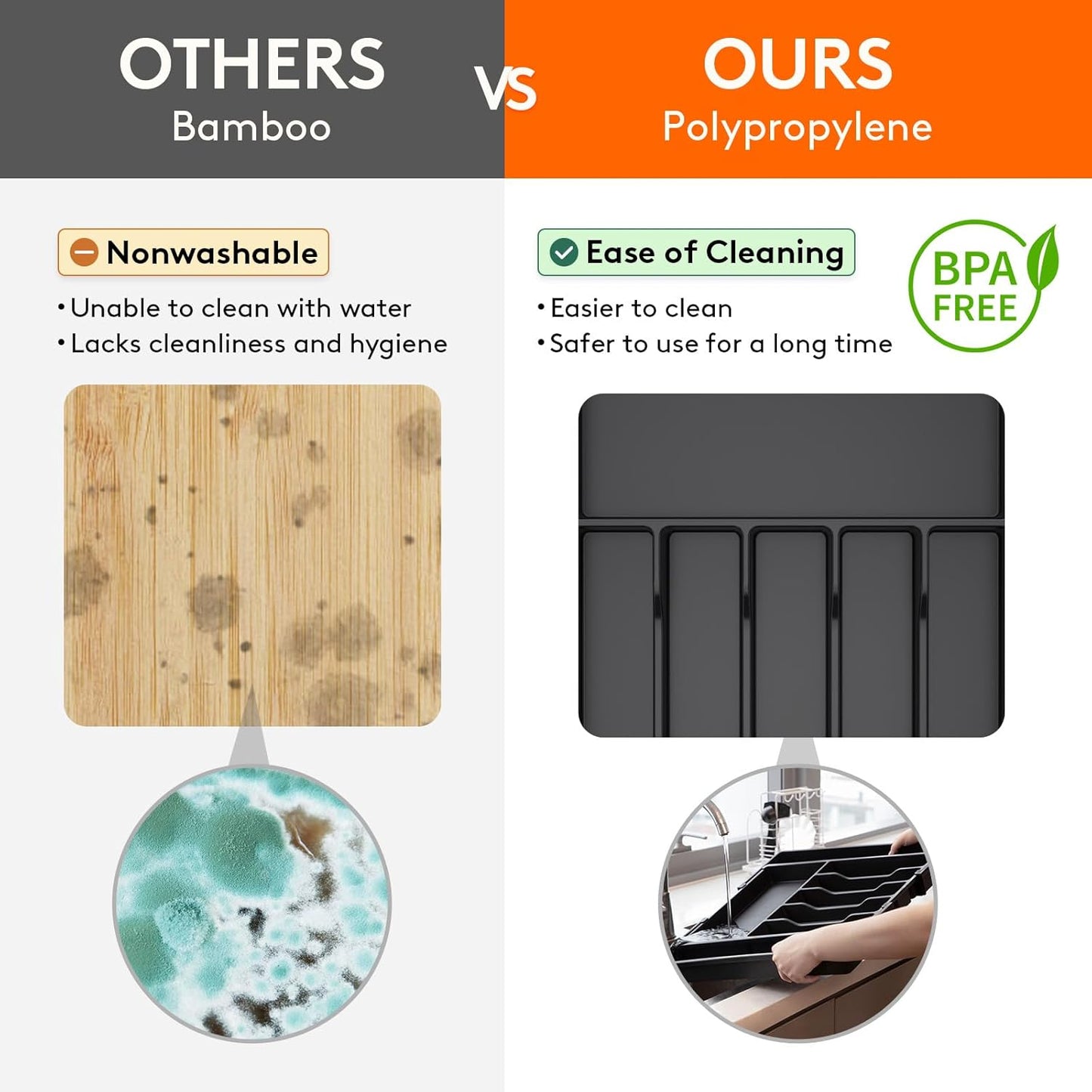 Lifewit Silverware Drawer Organizer, Expandable from 15.4 to 27 inches, Utensil Tray for Kitchen, Adjustable Cutlery Holder, Plastic Flatware Storage for Spoons Forks Knives, Extra Large, Black