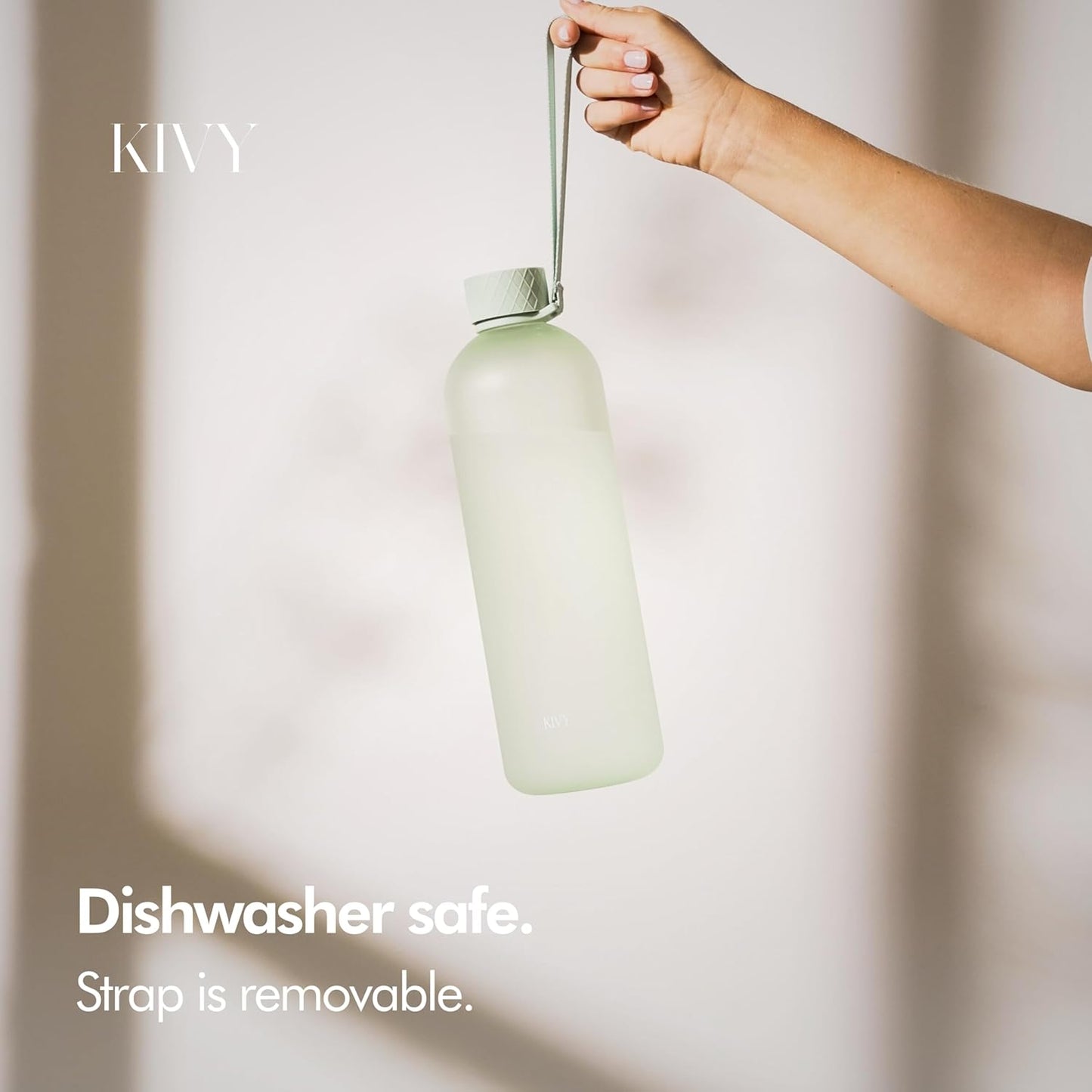 KIVY Large Water Bottle 50oz [Lightweight & Shatterproof] Fits Backpack & Cupholder for Travel, Sports, School - Extra large bottle no straw - 1.5 Liter bottles - 50oz Water bottle Green