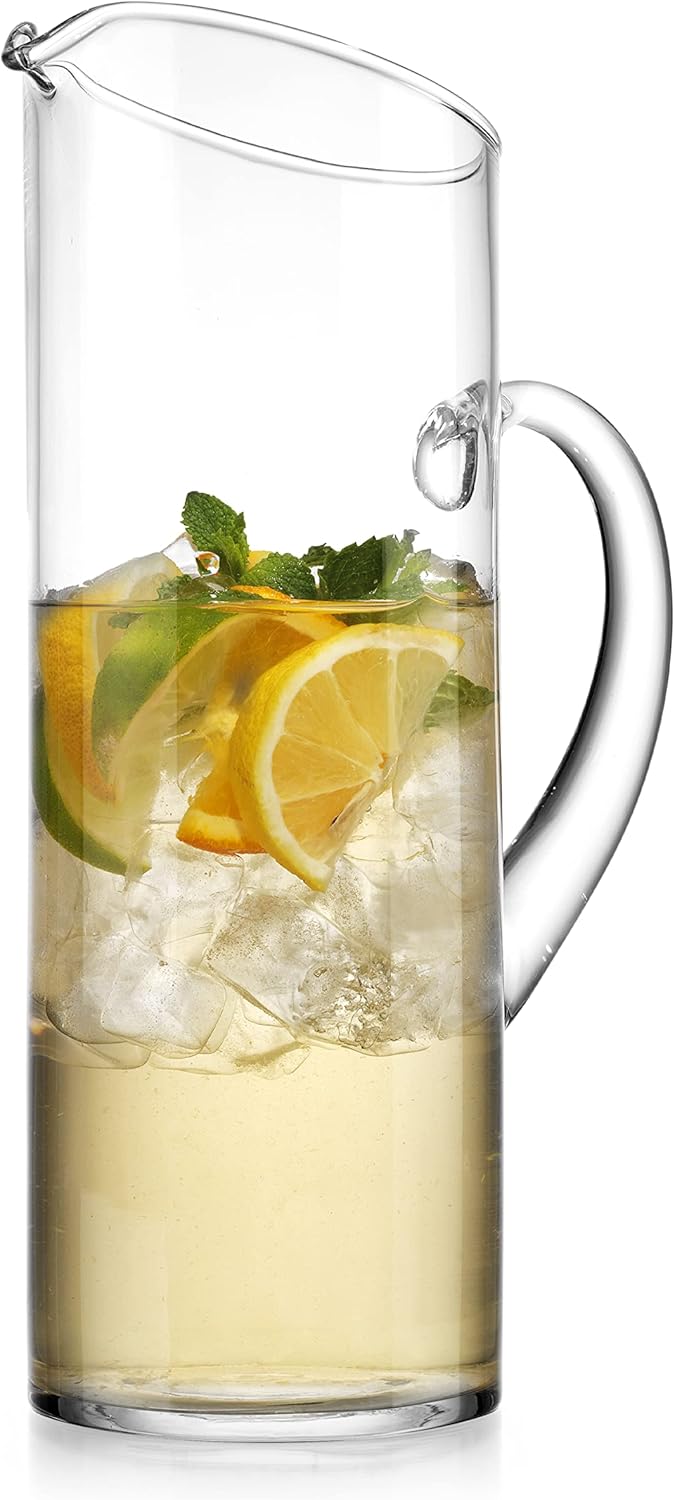 Glass Water Pitcher with Spout – Elegant Serving Carafe for Water, Juice, Sangria, Lemonade, and Cocktails – Crystal-Clear Glass Beverage Pitcher.