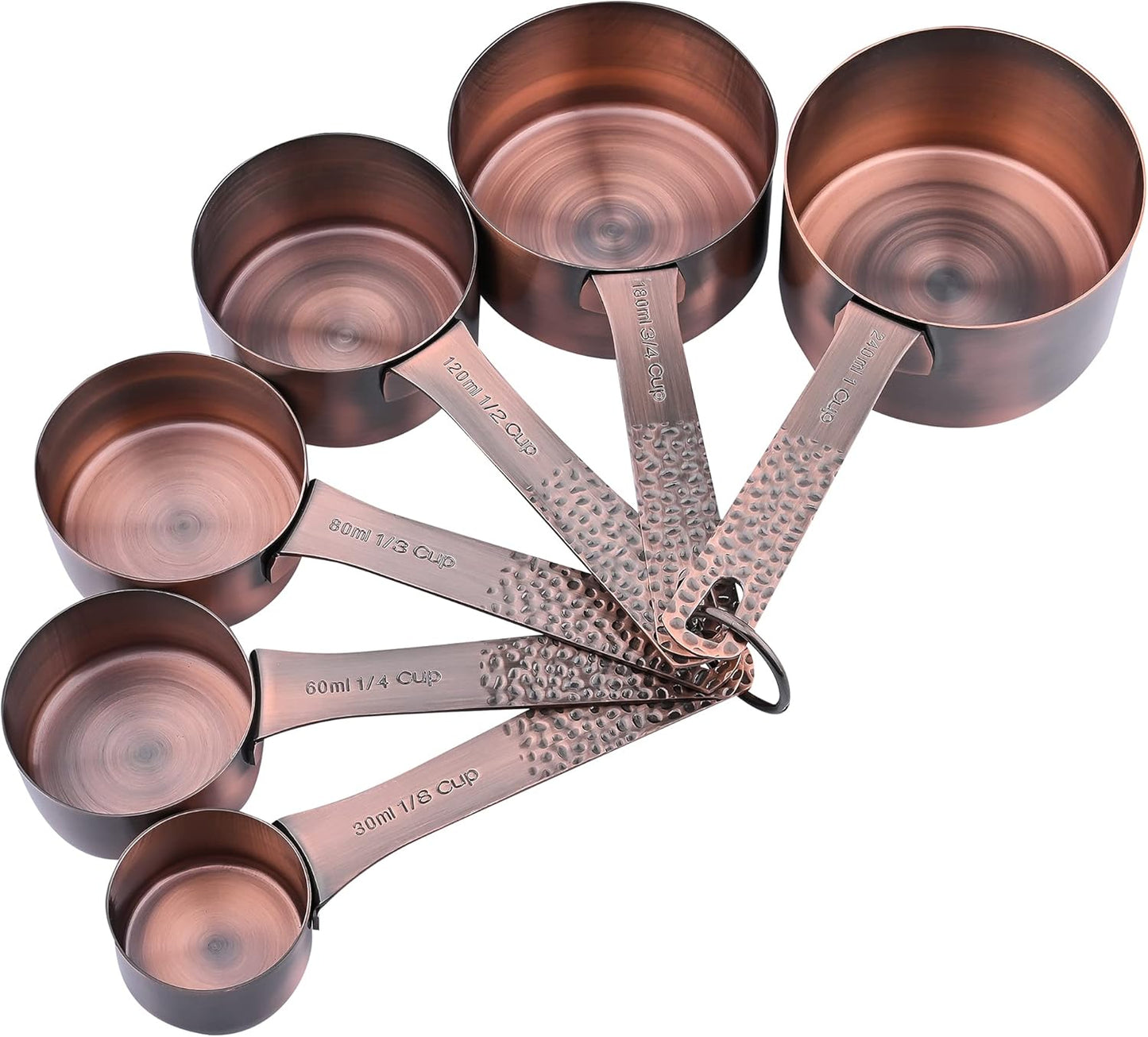 Copper & Stainless Steel Measuring Set - 6 Cups & 7 Spoons with Leveler