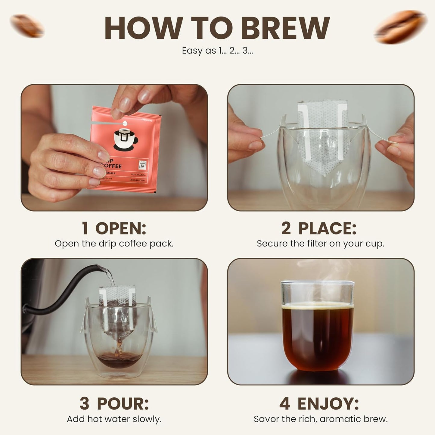 Mondo Drip Coffee Mix (20 Pack) USDA Organic - Variety Pack, Single Serve, Pour Over Pouch Bags, Pre-Filled 100% Arabica, Medium Roast