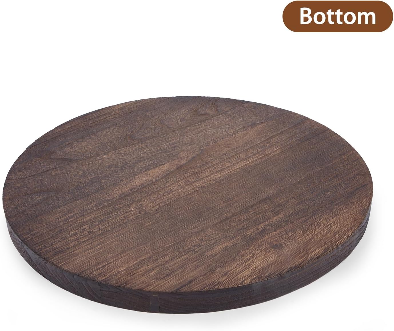 Round Ottoman Tray for Coffee Table Living Room Wood Serving Tray Large Wooden 24 Inches Rustic Brown