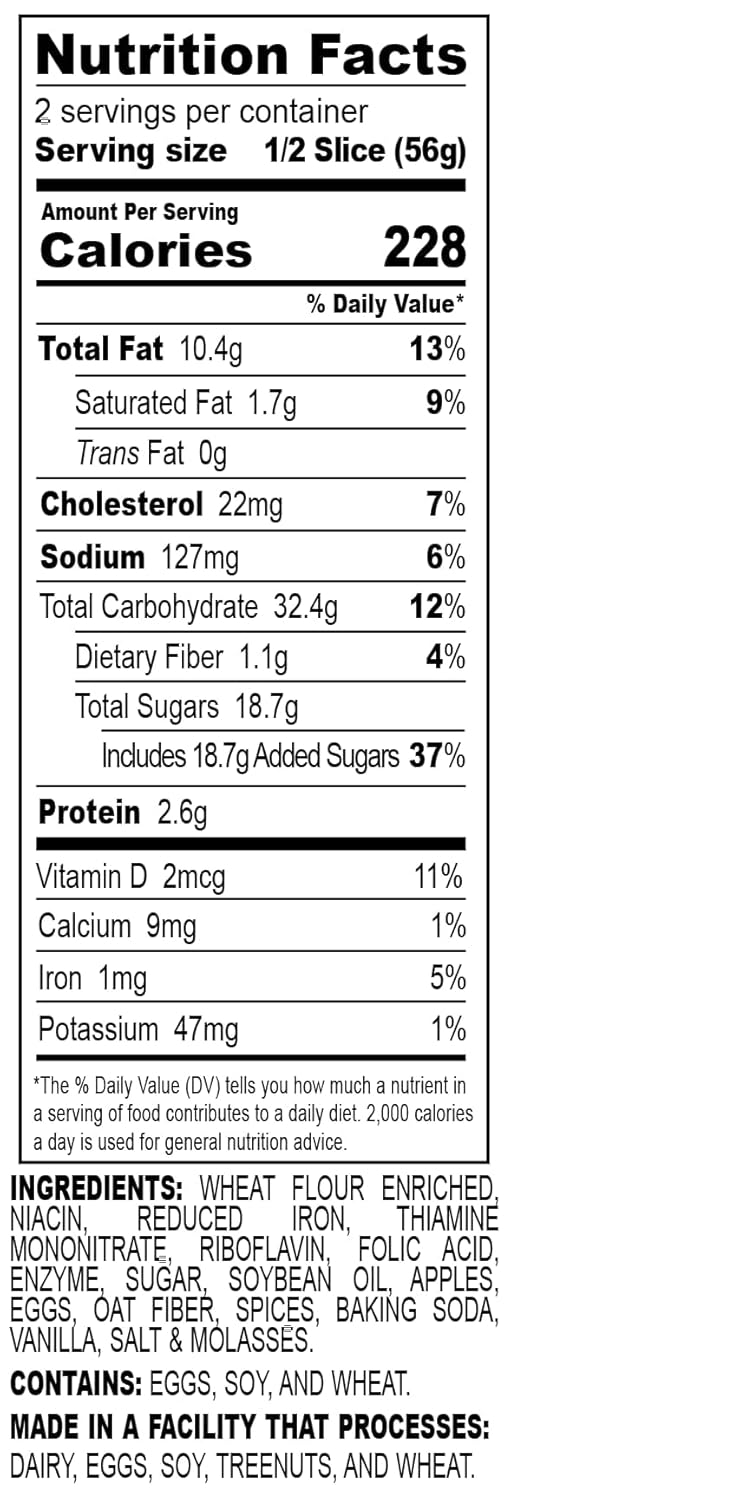 Nadel - NATURALLY DELICIOUS APPLE SPICE CAKE SLICES (8 Pack) Sweet Breads & Cakes, Back to School lunch snack, breakfast bar